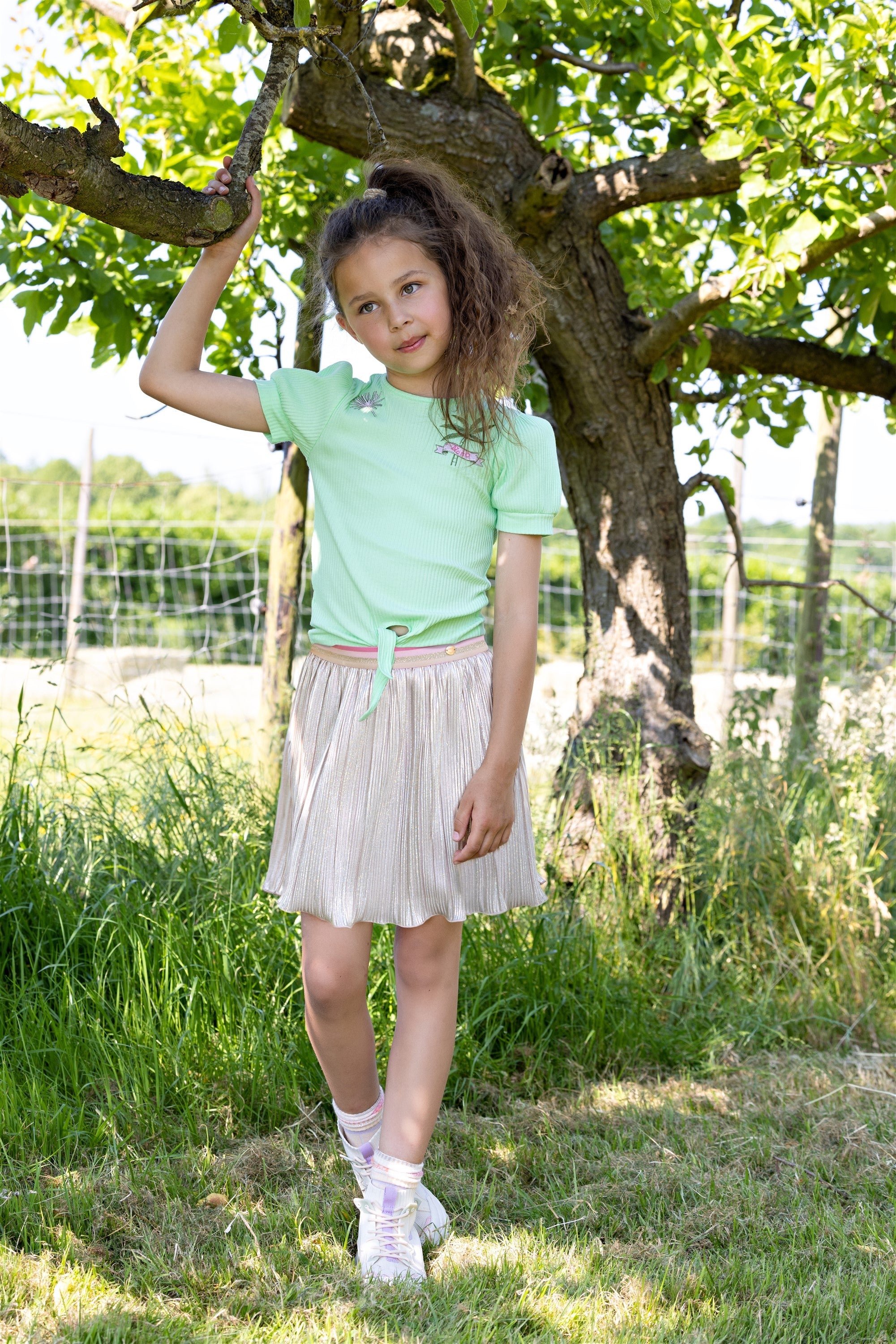 Komy Rib Jersey KnooptBlouses Groen