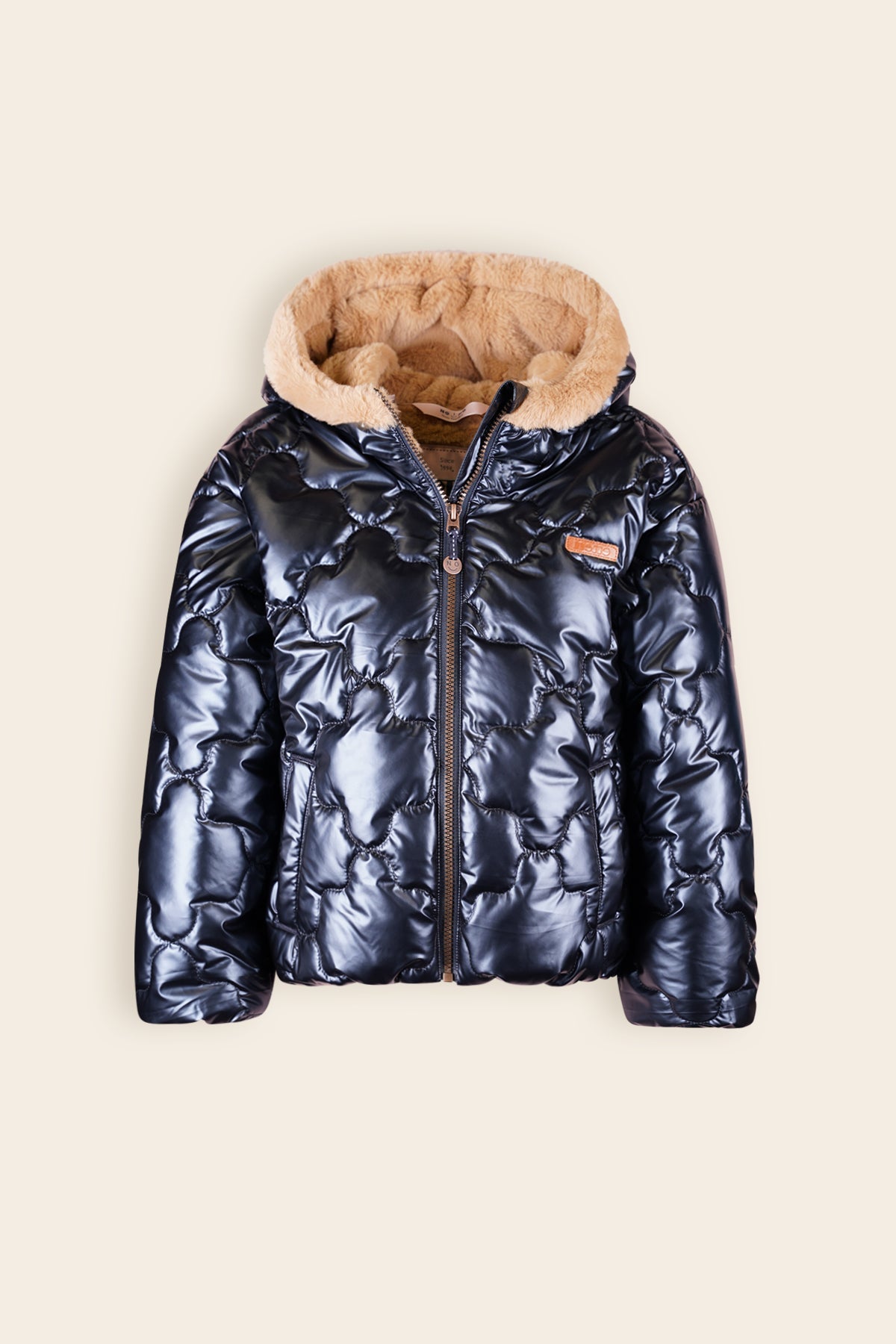 NoNo Bee Gestepte Winterjas met Capuchon Navy
