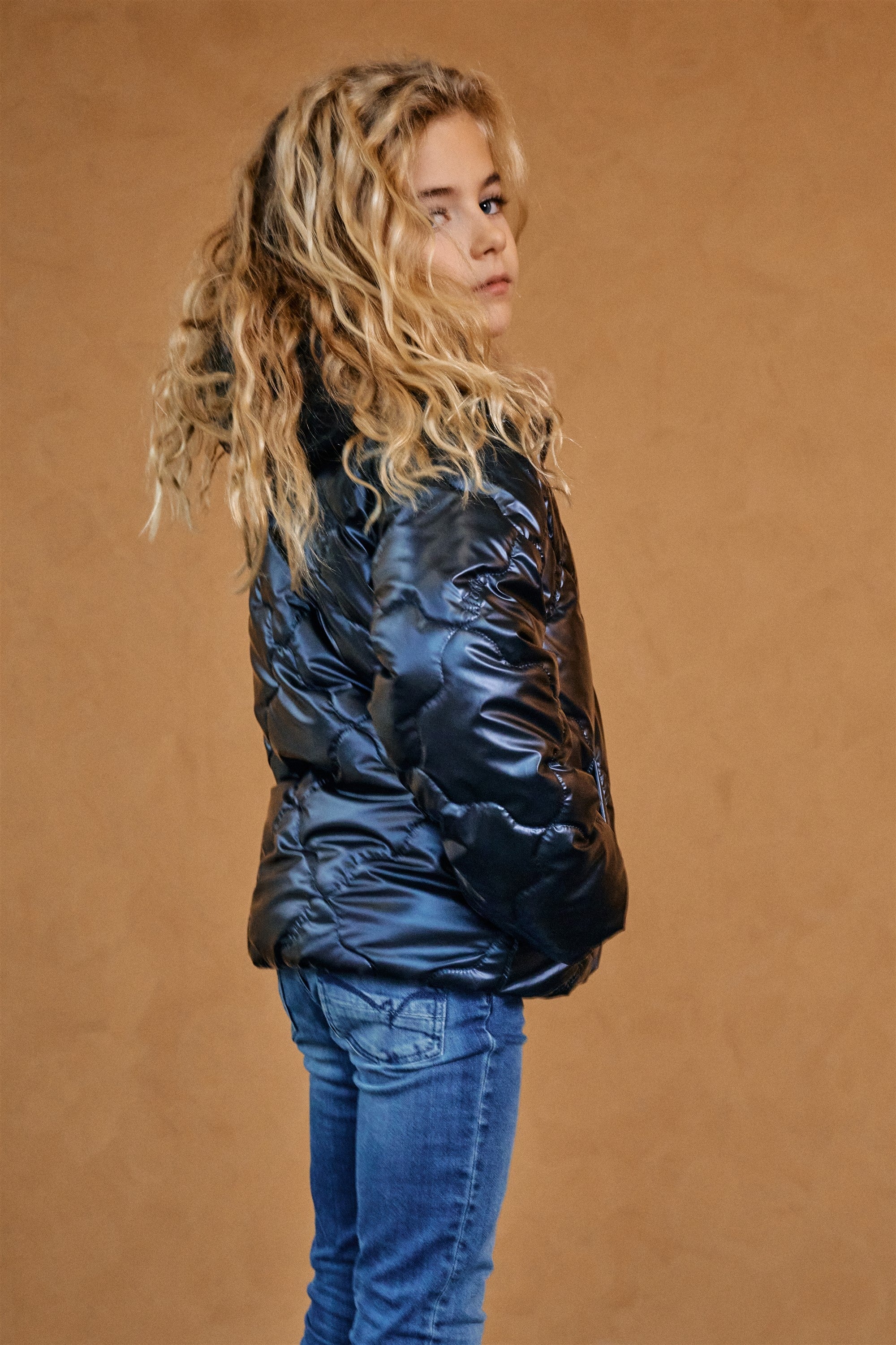 NoNo Bee Gestepte Winterjas met Capuchon Navy