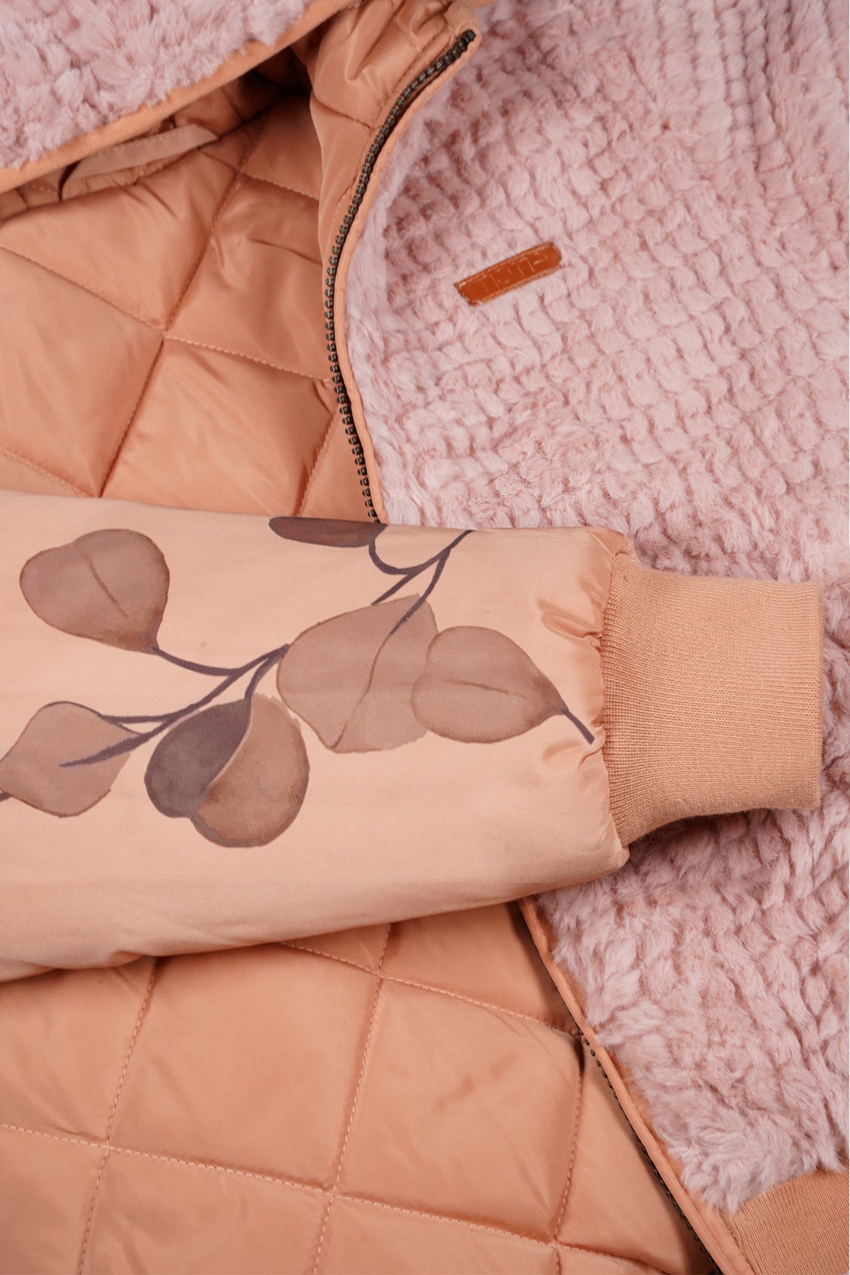 NoNo Bomby Reversible Winterjas met Print op de mouw Taupe
