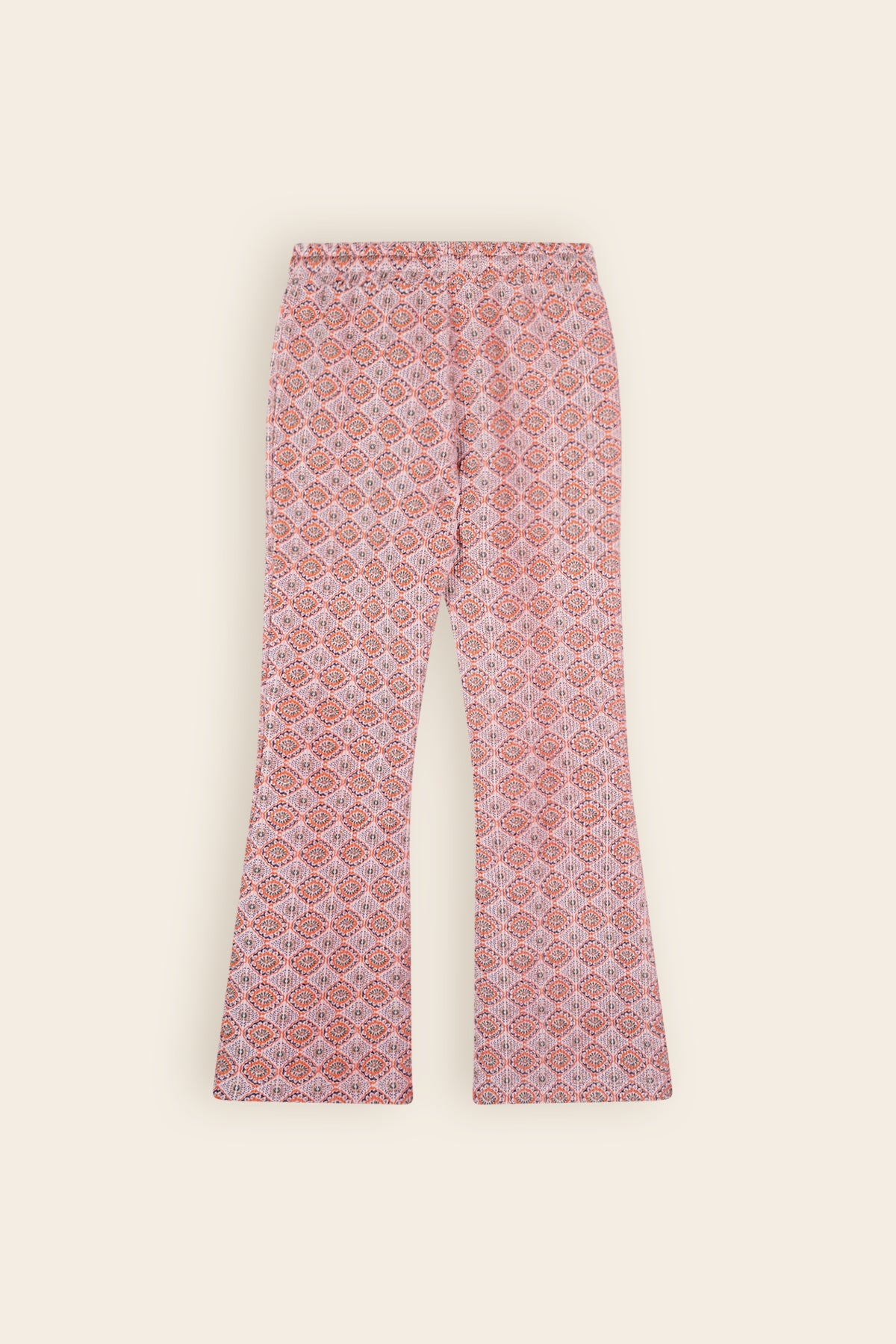 Sady Geprinte Velours Rib Jersey Broek Zacht Roze