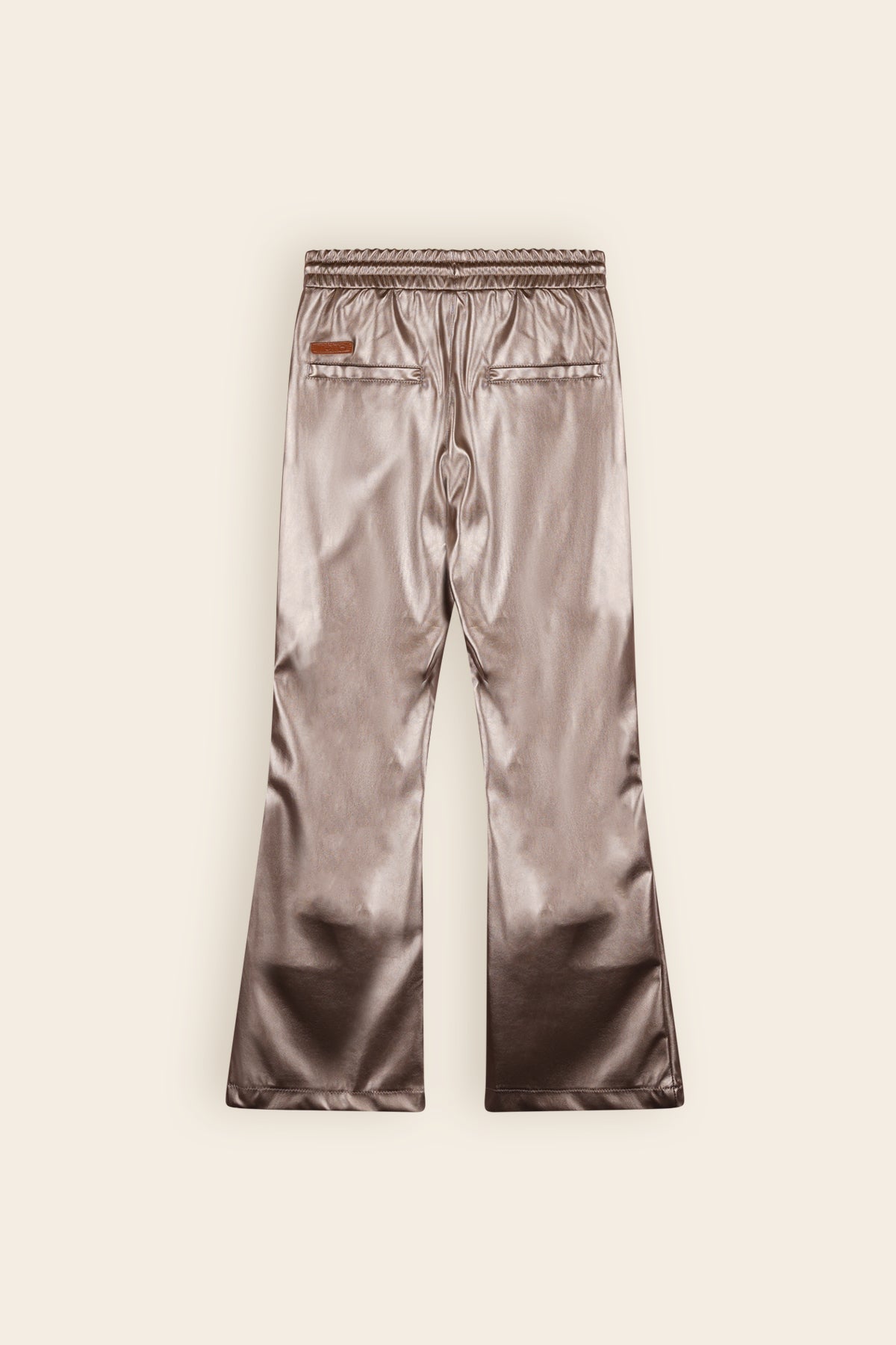 Simona Faux Leather Flared Broek Bronze