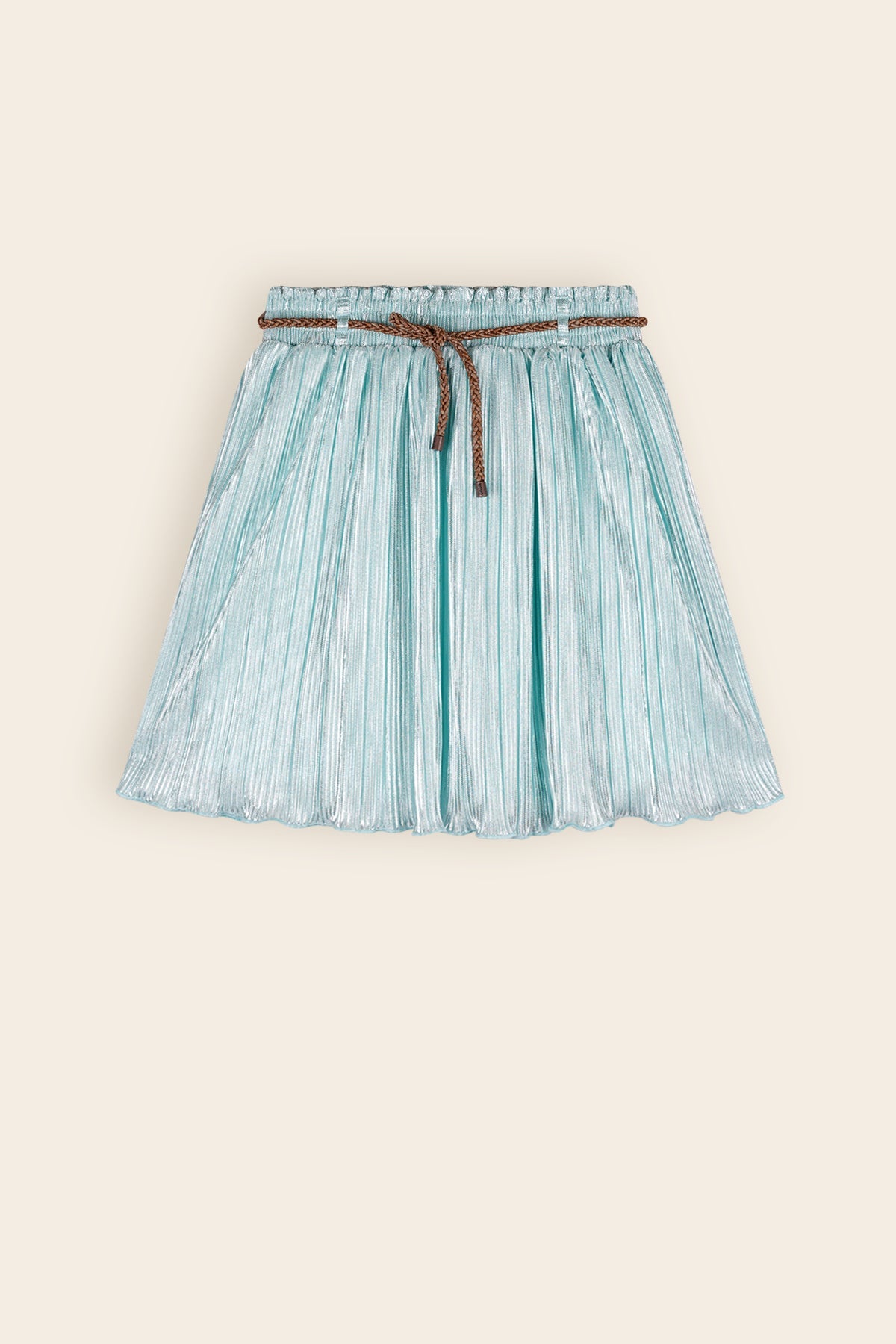 NoNo Nele Plissee Rok met Folieprint Turquoise