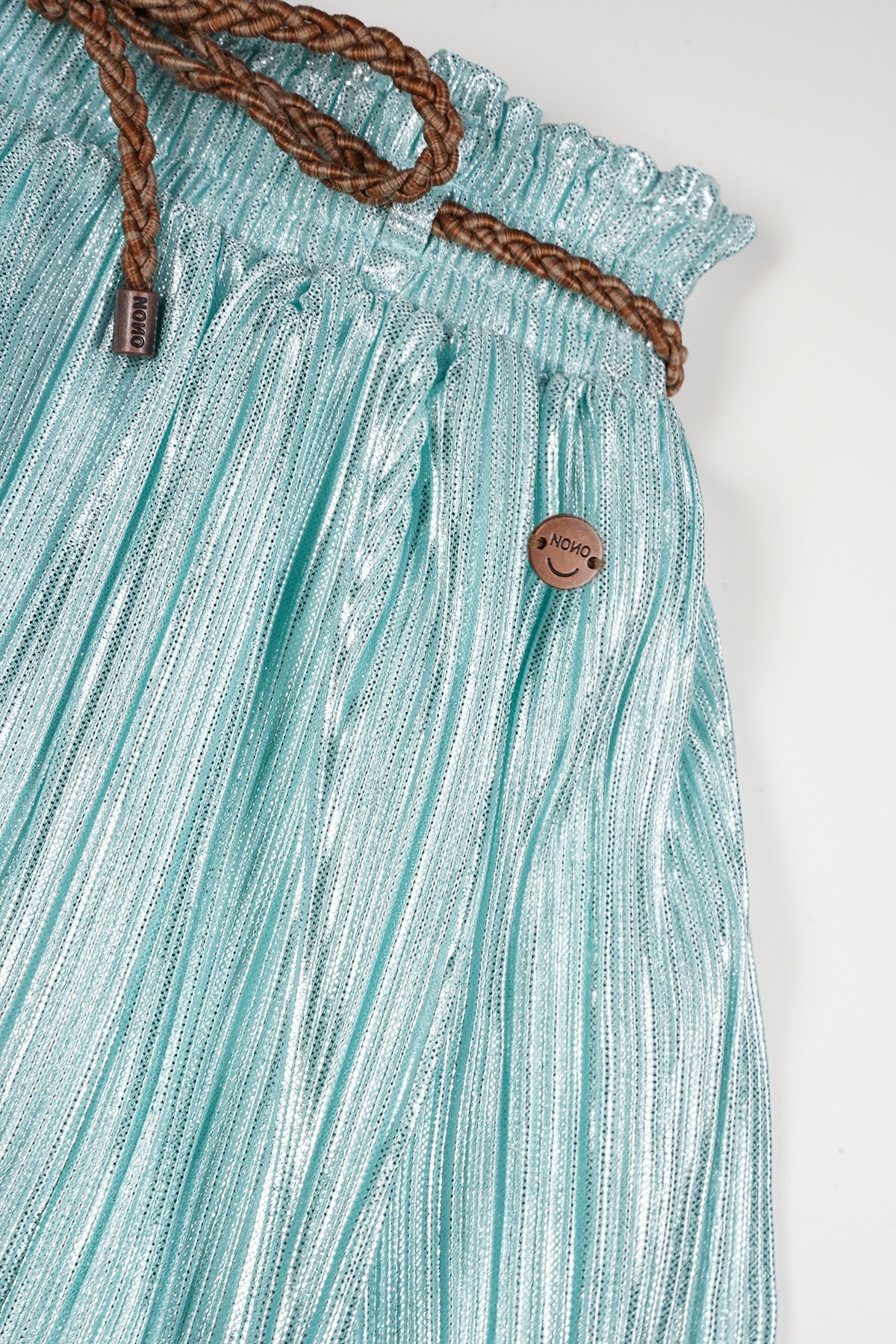 NoNo Nele Plissee Rok met Folieprint Turquoise