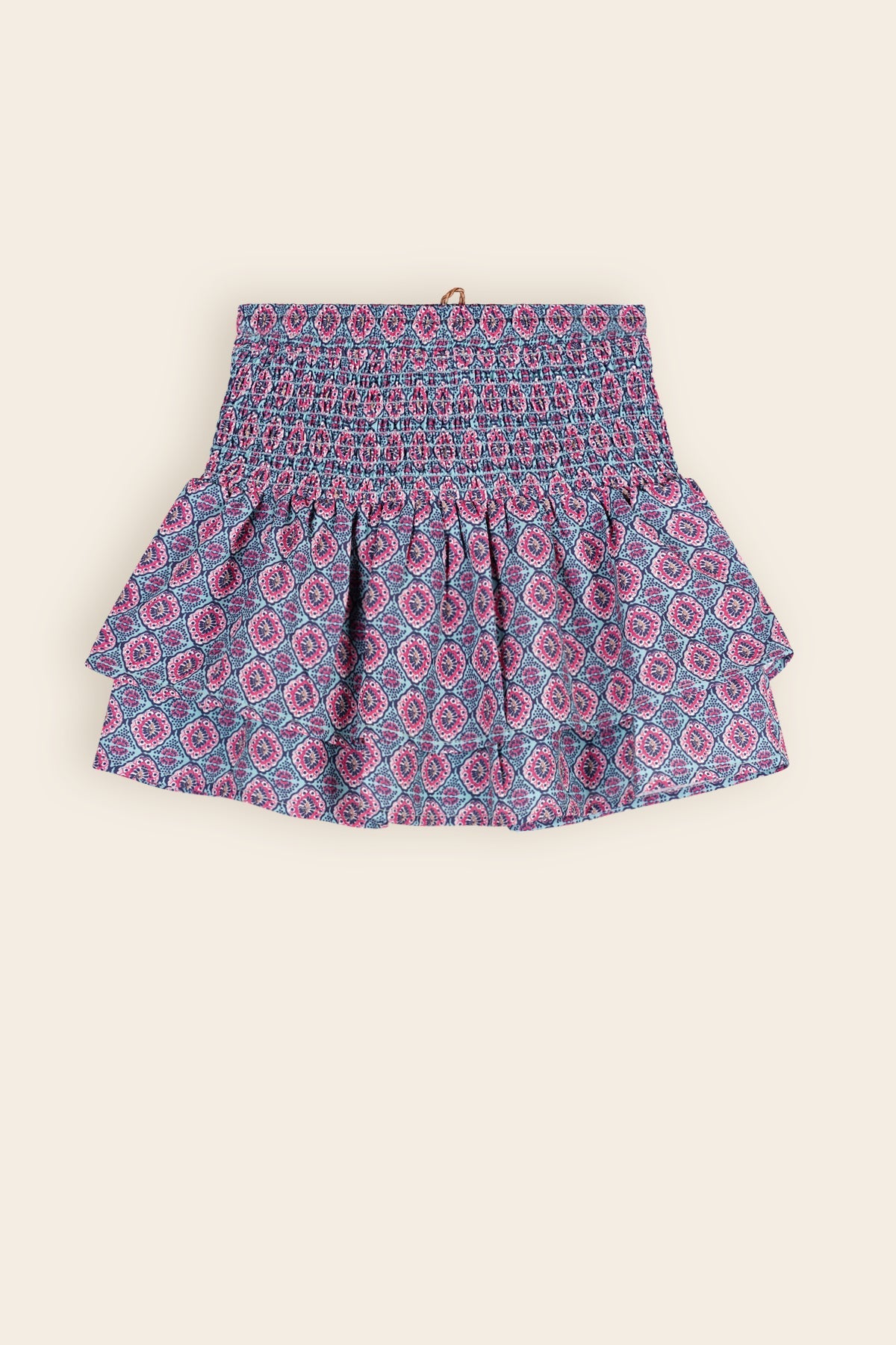 NoNo Nami Laagjes Rok met Smock Tailleband Blauw AOP