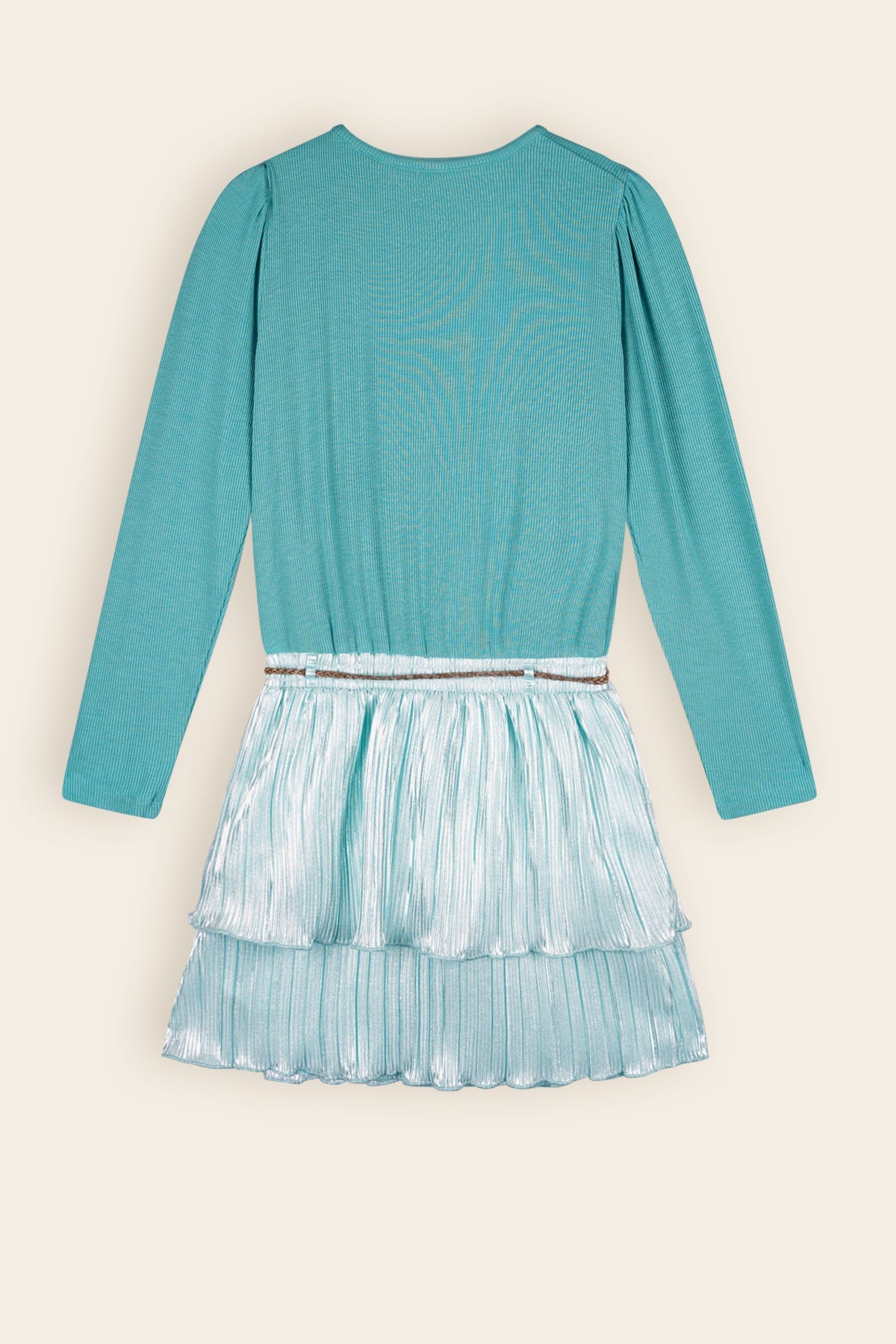NoNo Moran Combi Jurk met Plisee Rok Turquoise
