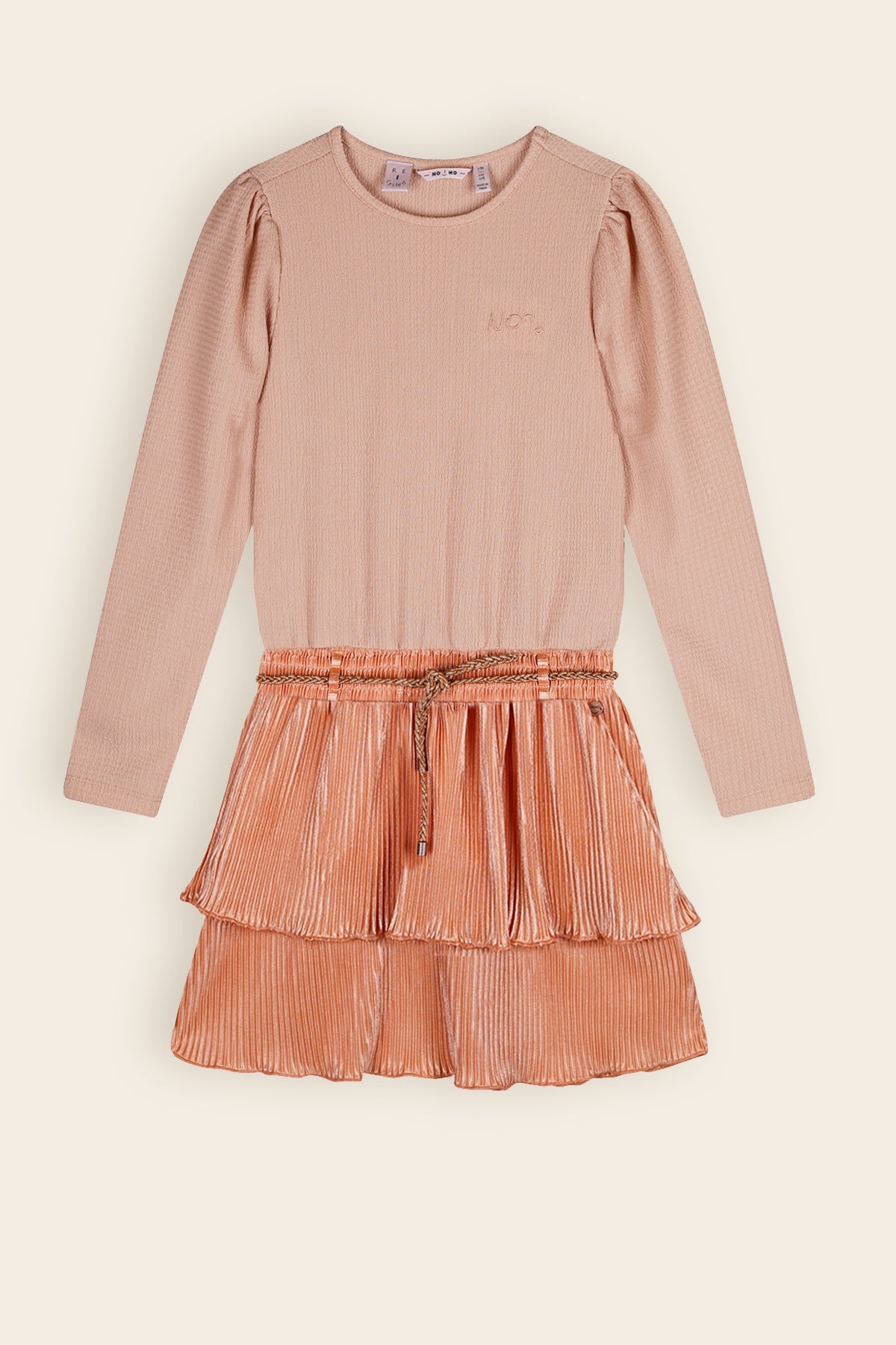 NoNo Moran Combi Jurk met Plissee Rok Peach