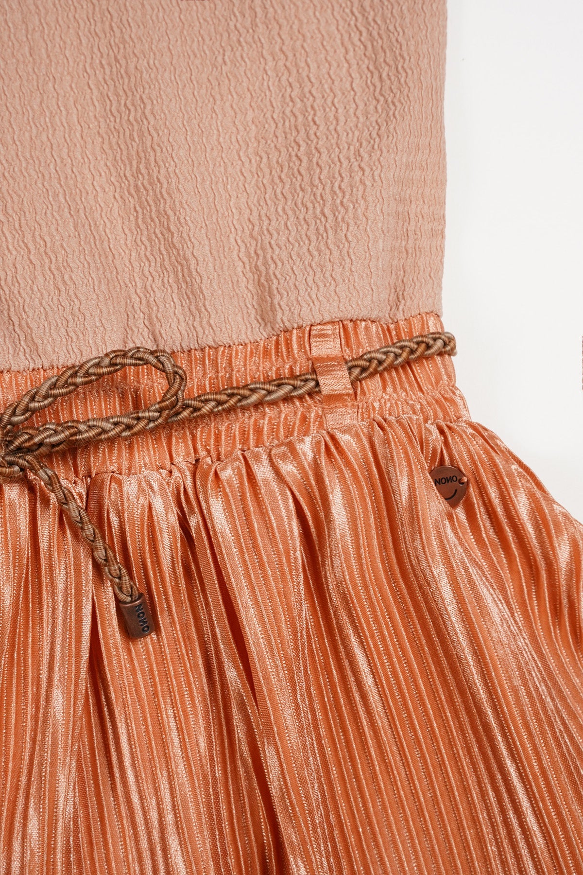 NoNo Moran Combi Jurk met Plissee Rok Peach