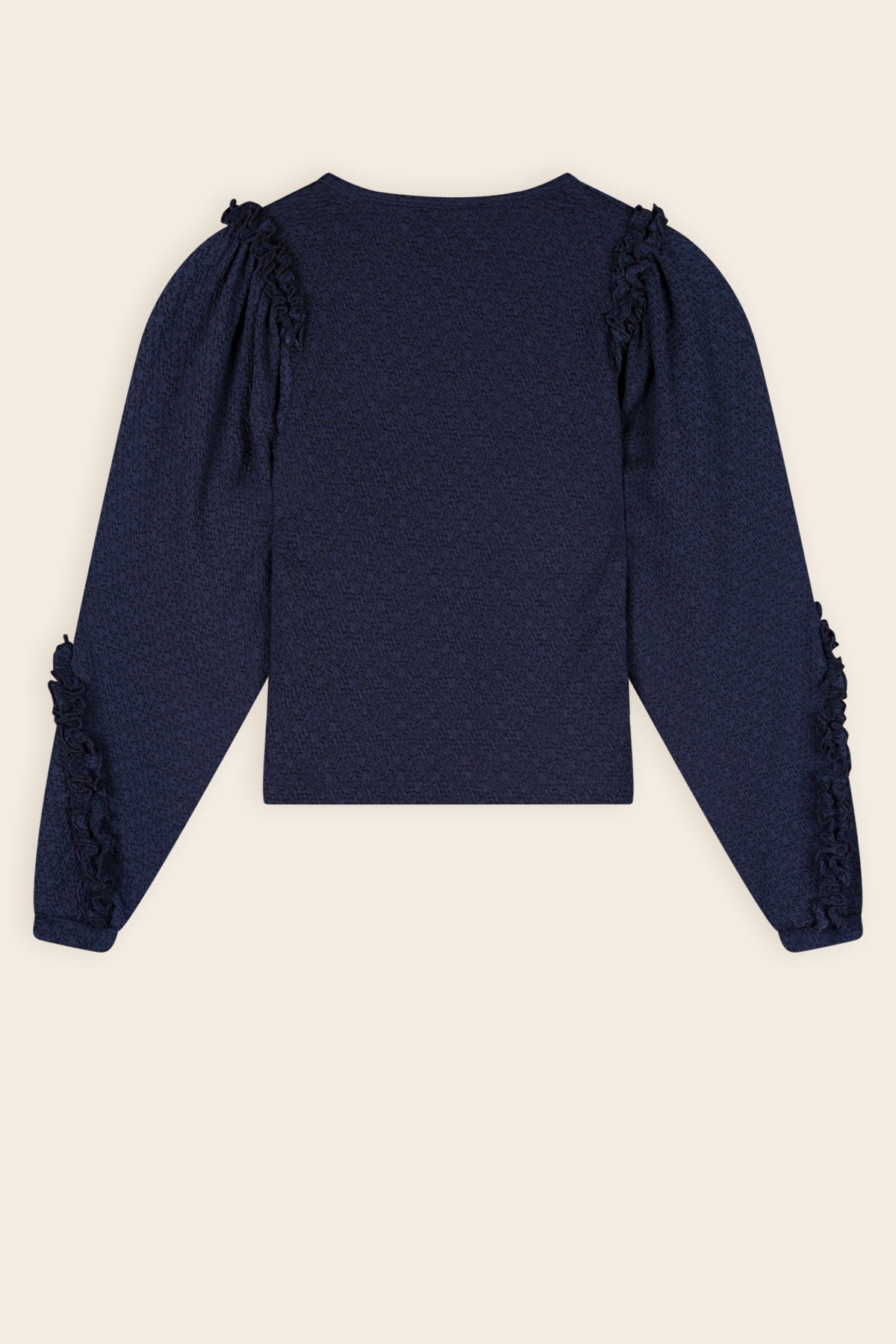 Kysa Fancy Jersey Tshirt met Pofmouwen Navy