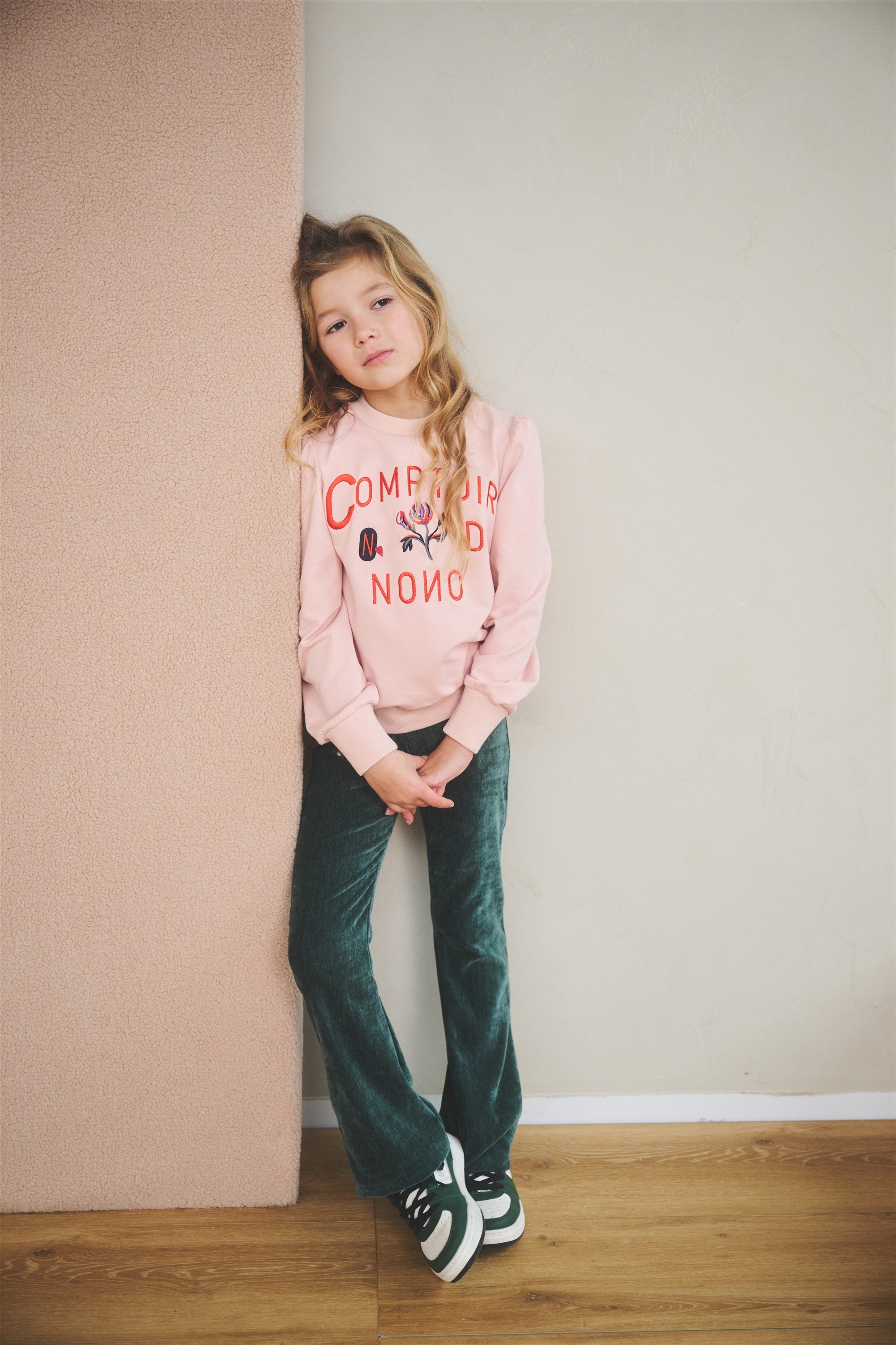 Sady Velvet Stretch Flared Broek Groen
