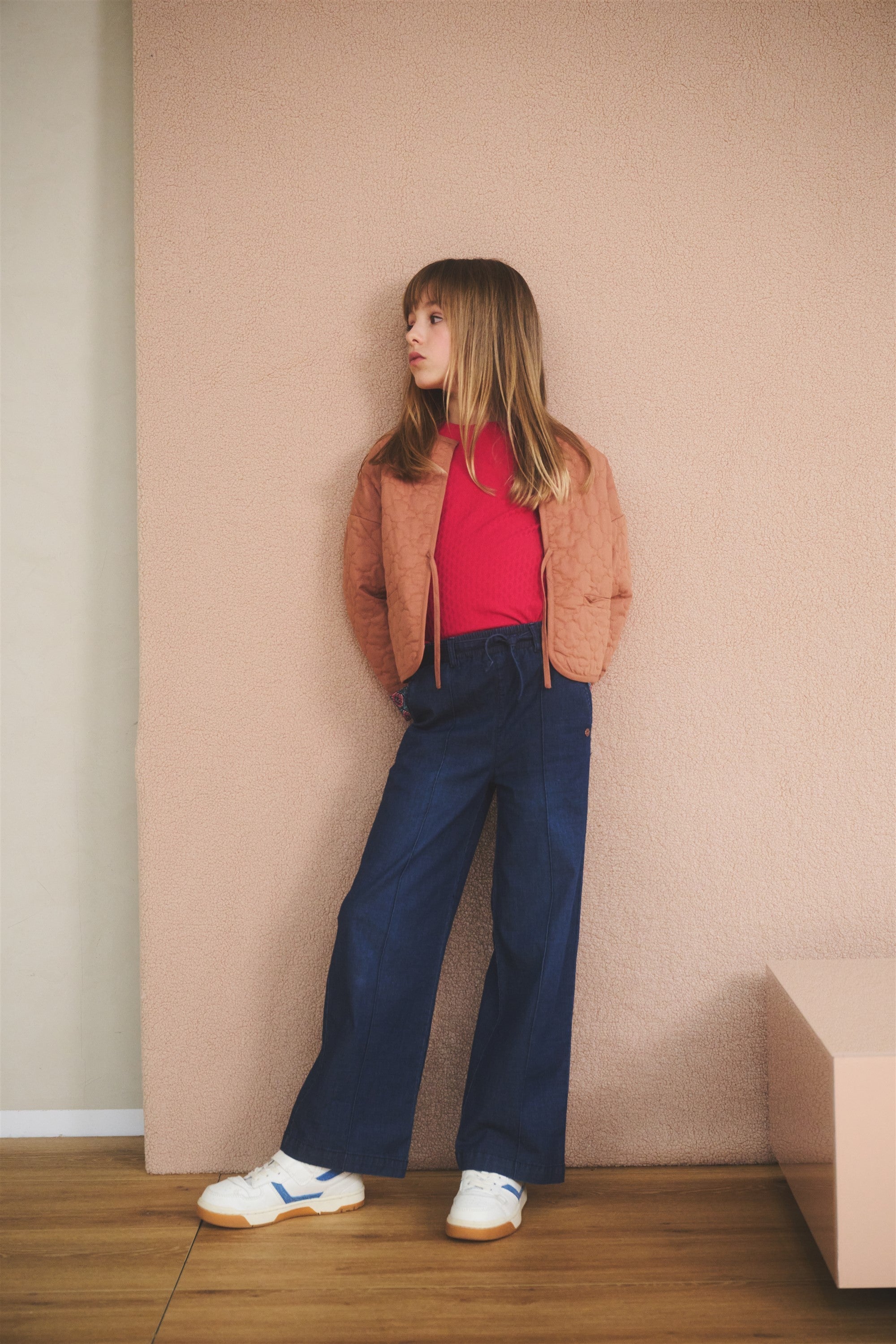Sayla Light Weight Denim Palazzo Broek Navy
