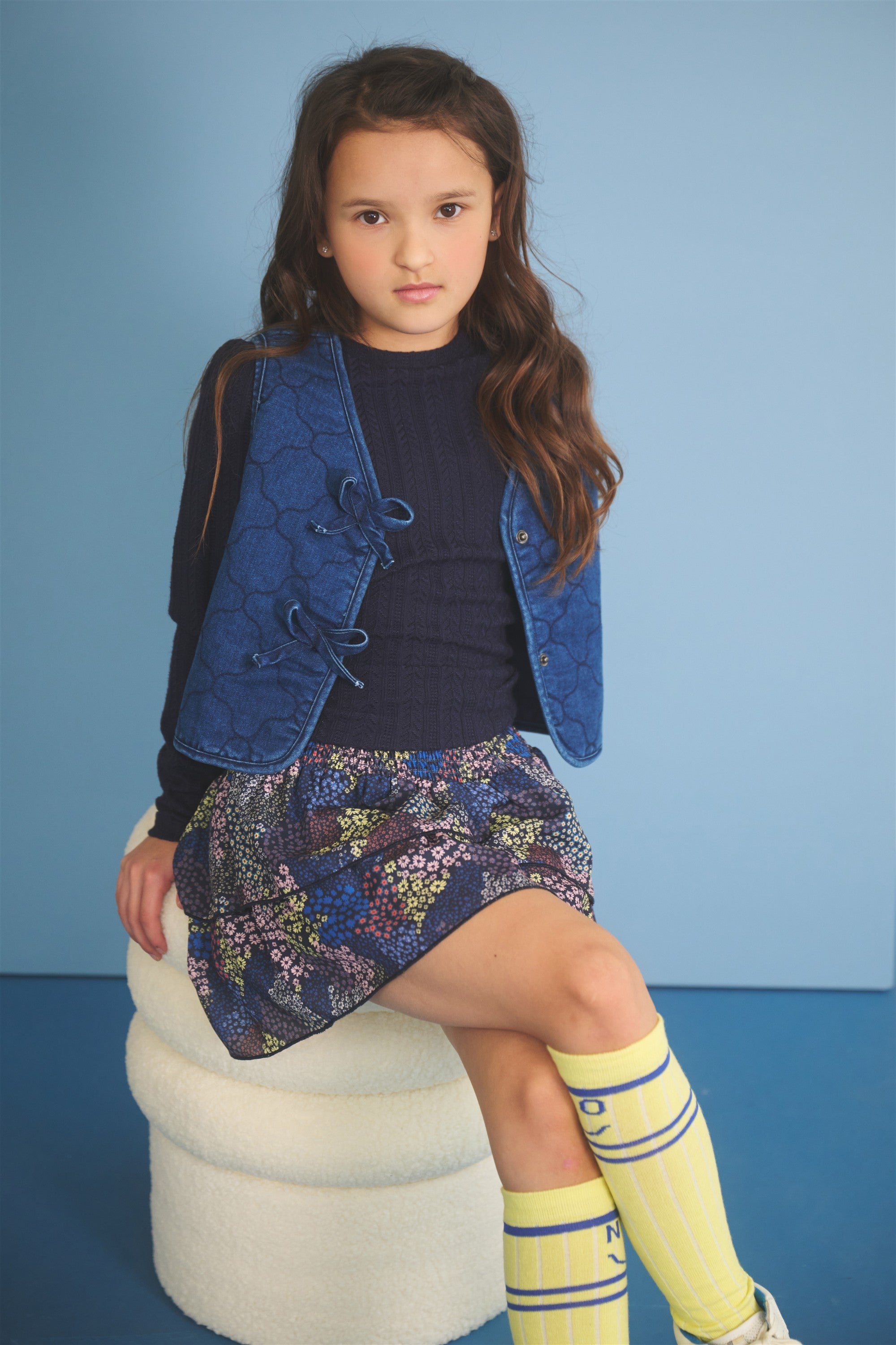 NoNo Nika Gesmokte Rok Donkerblauw