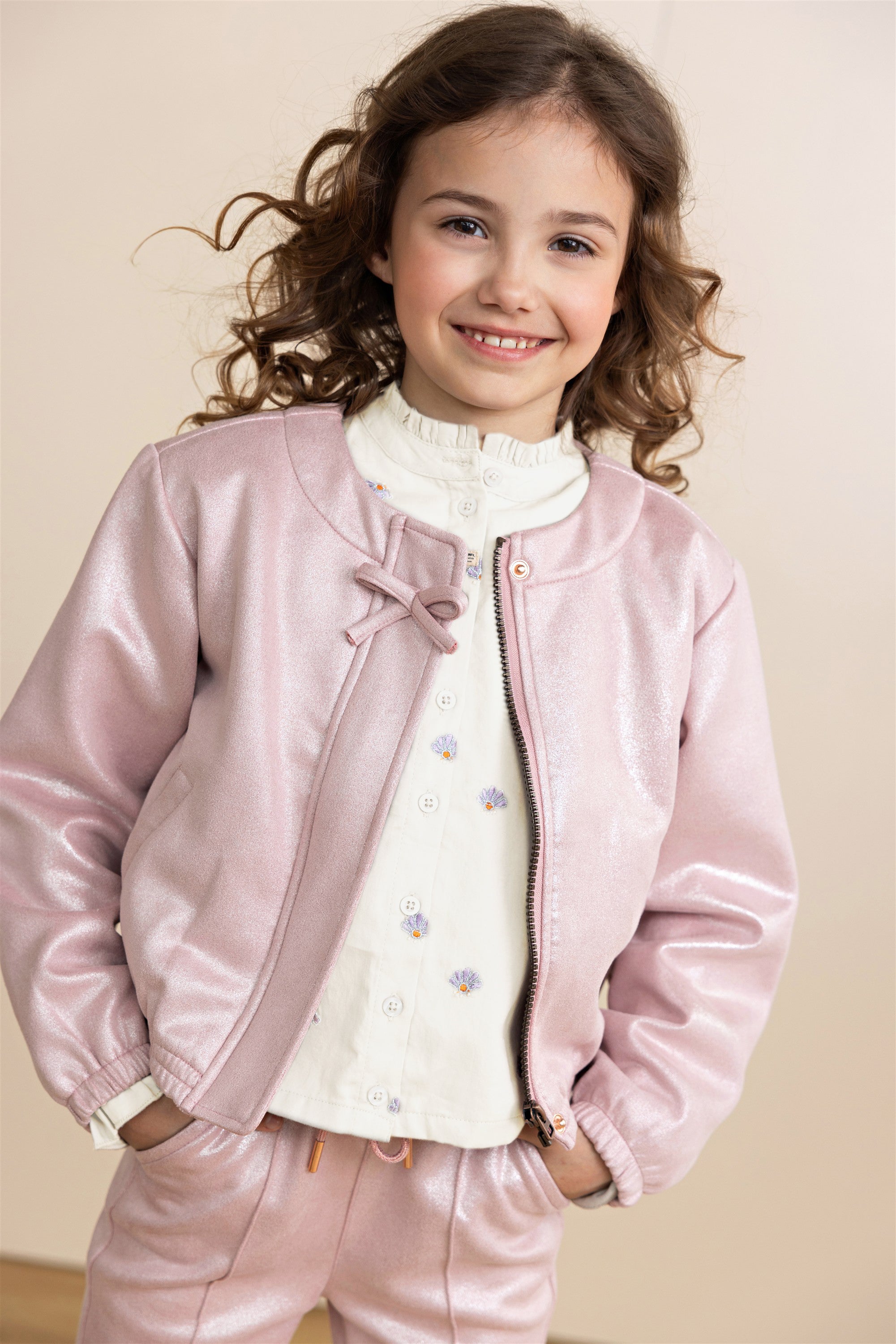 NoNo Door Metallic Suede Jasje Roze