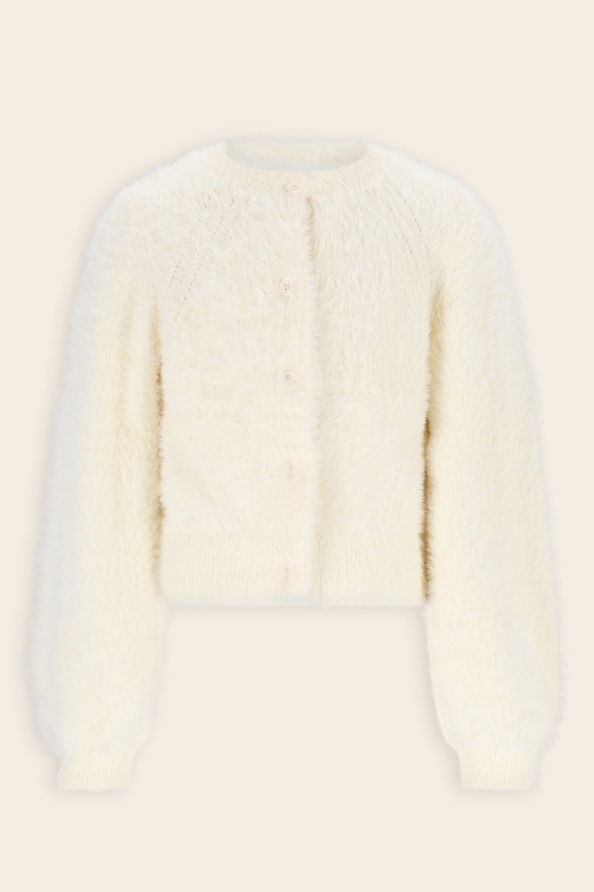 NoNo Asmee Zacht Gebreid Vest Ivoor