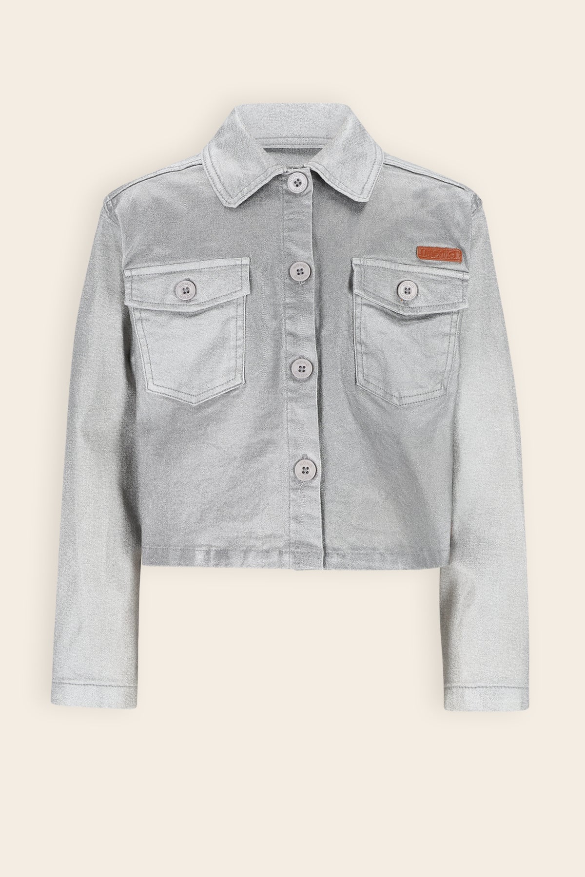 NoNo Dimsy Metallic Denim Jas Grijs
