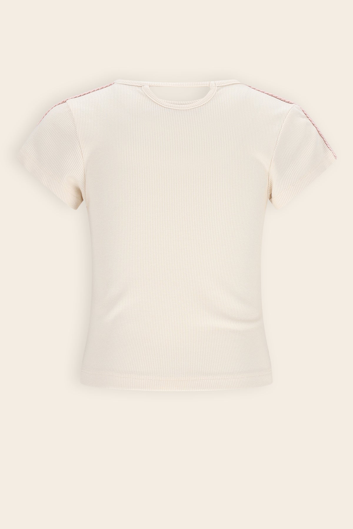 NoNo Kris Rib Tshirt Korte Mouw Ivoor