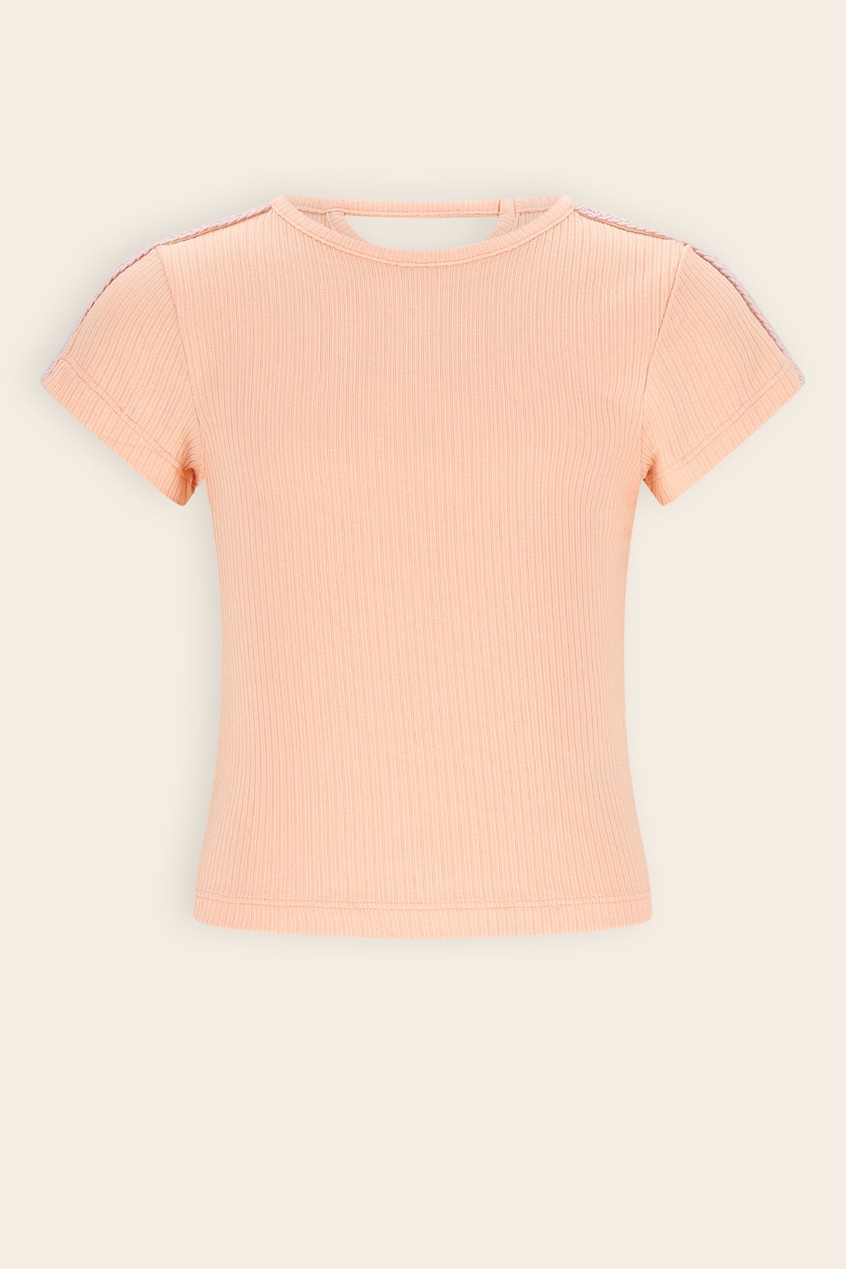 NoNo Kris Rib Tshirt Korte Mouw Oranje