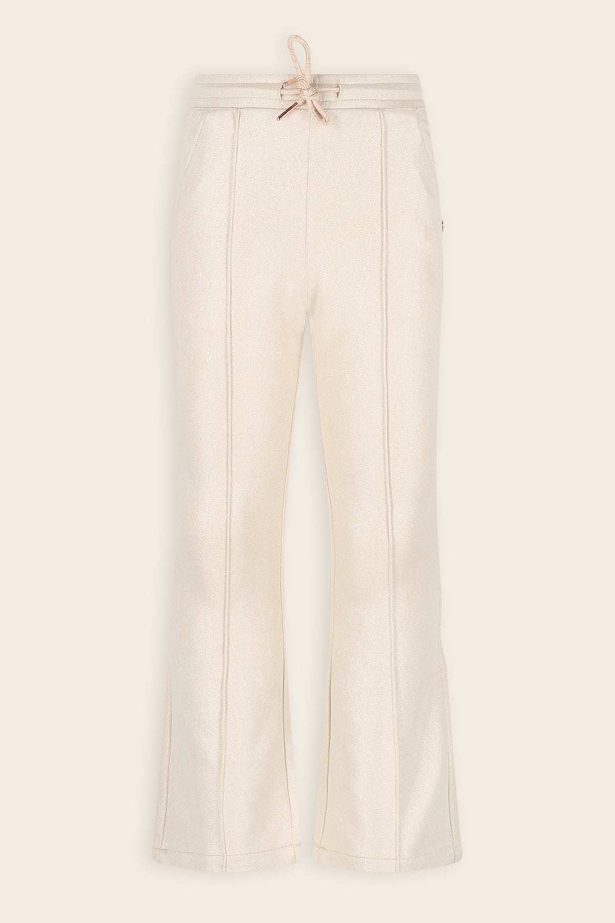 NoNo Soy Glans Suede Flared Broek Ivoor