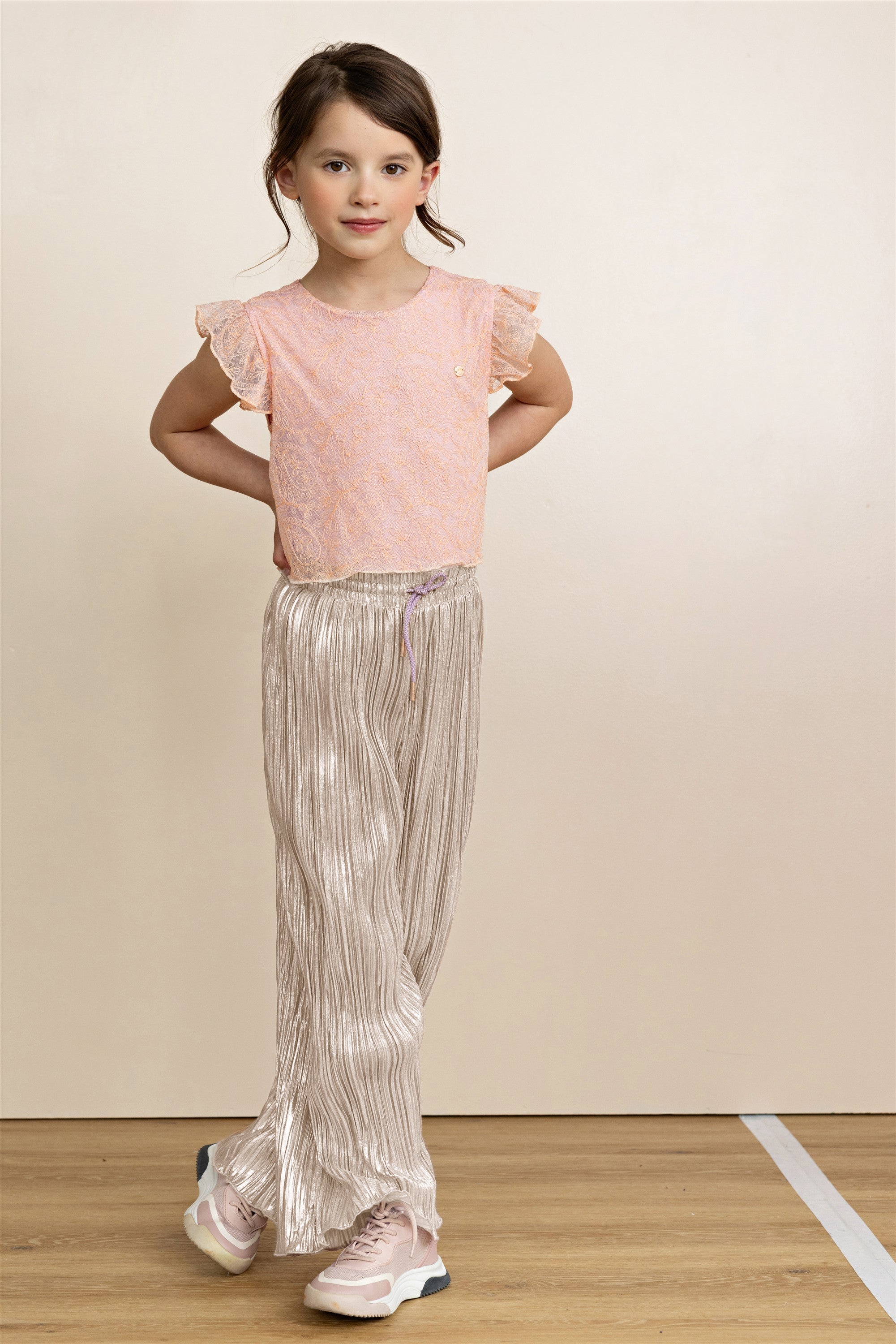 NoNo Semma Jumsuit Kant en Plissee Roze