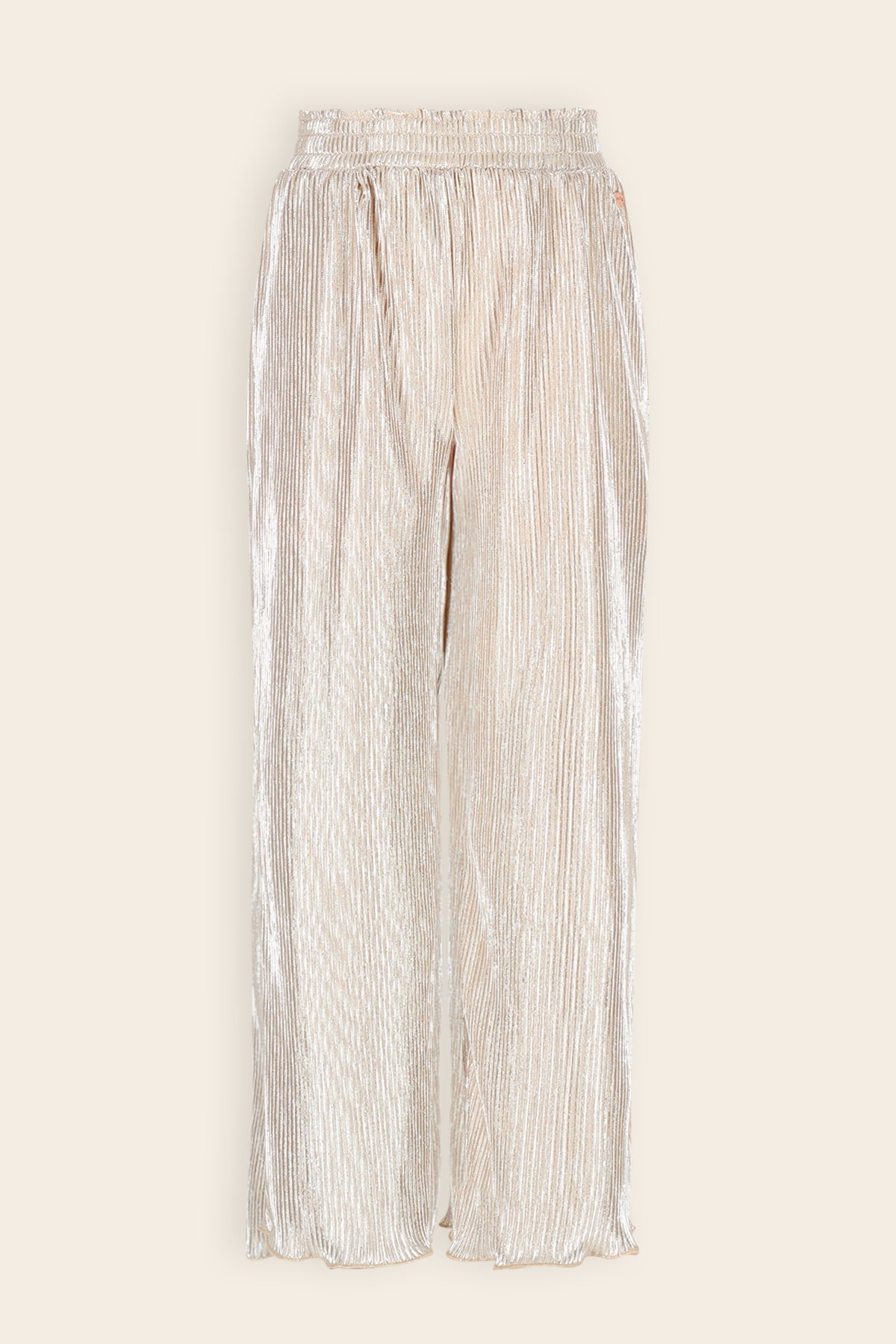 NoNo Sun Metallic Plissee Palazzo Broek Ivoor