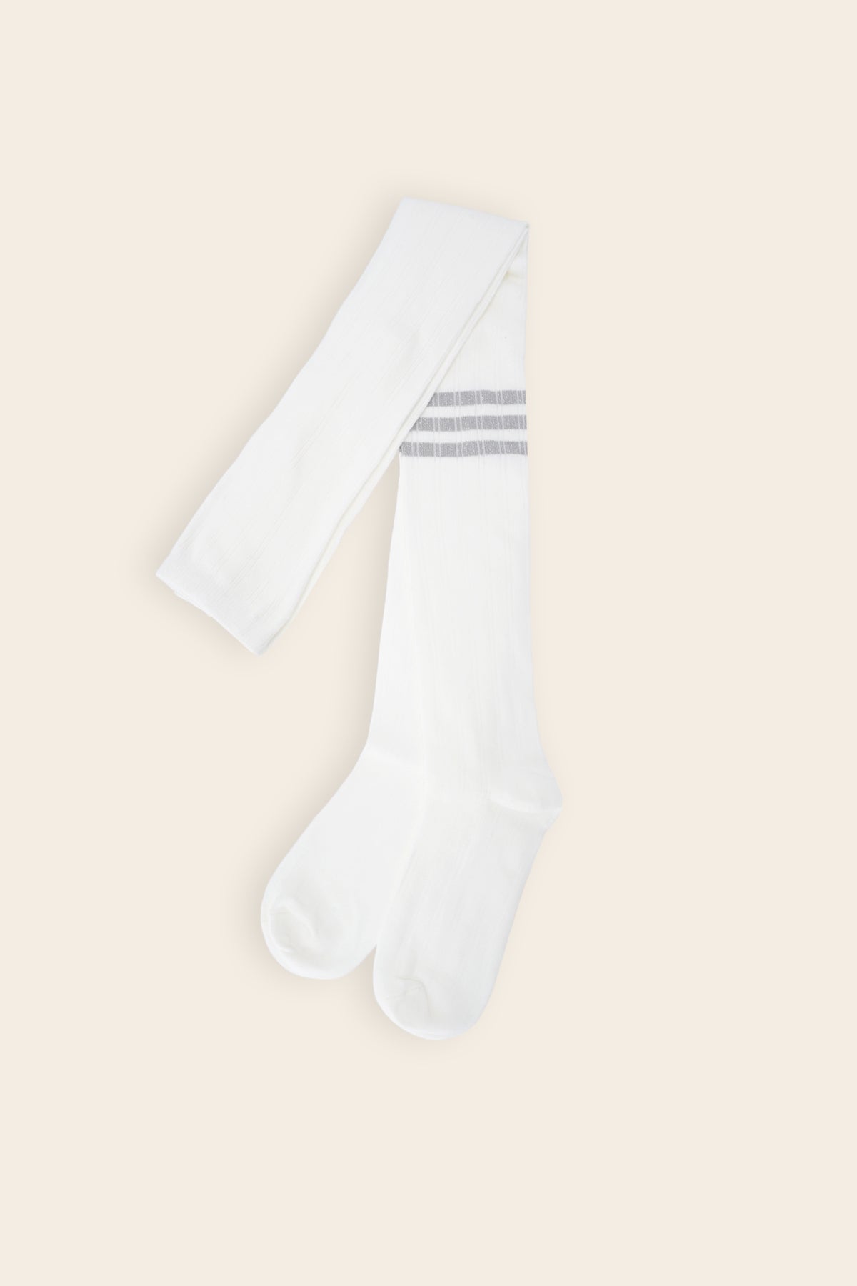 NoNo Razy Rib Maillot met Lurex strepen Ivoor