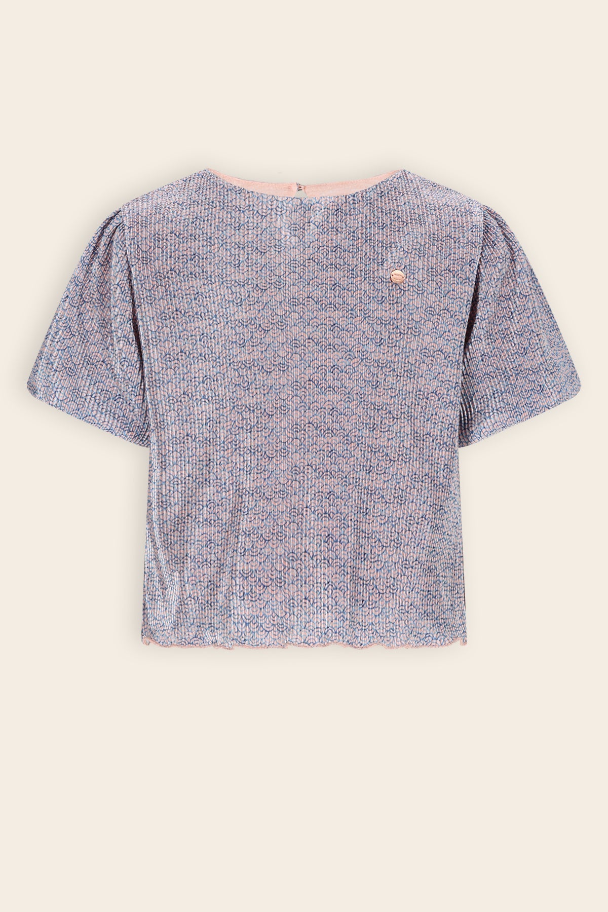 NoNo Tish Geprinte Plissee Top Blauw