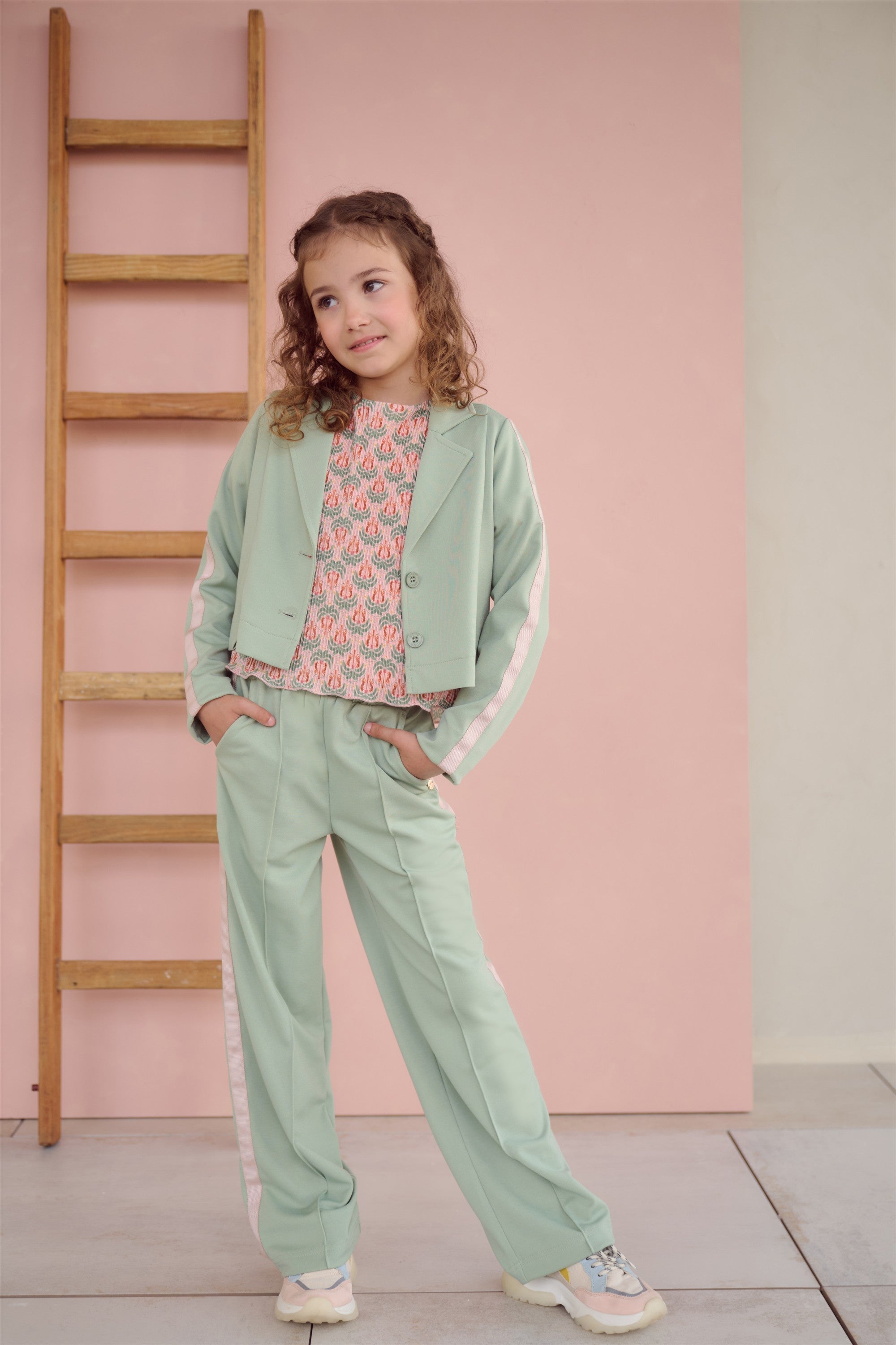 NoNo Tish Geprinte Plissee Top Groen