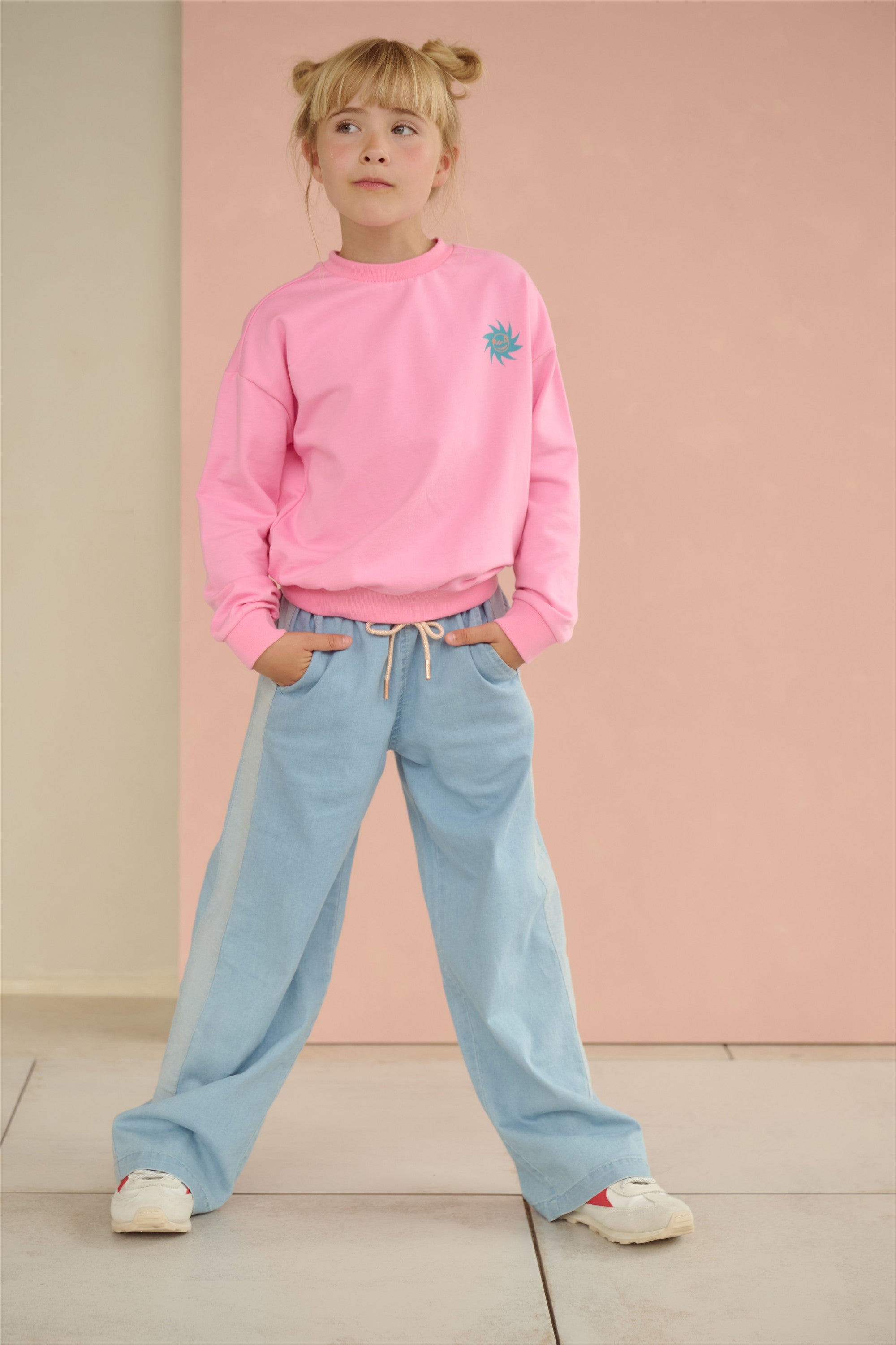 NoNo Konono Sweater met Orange rugprint Roze