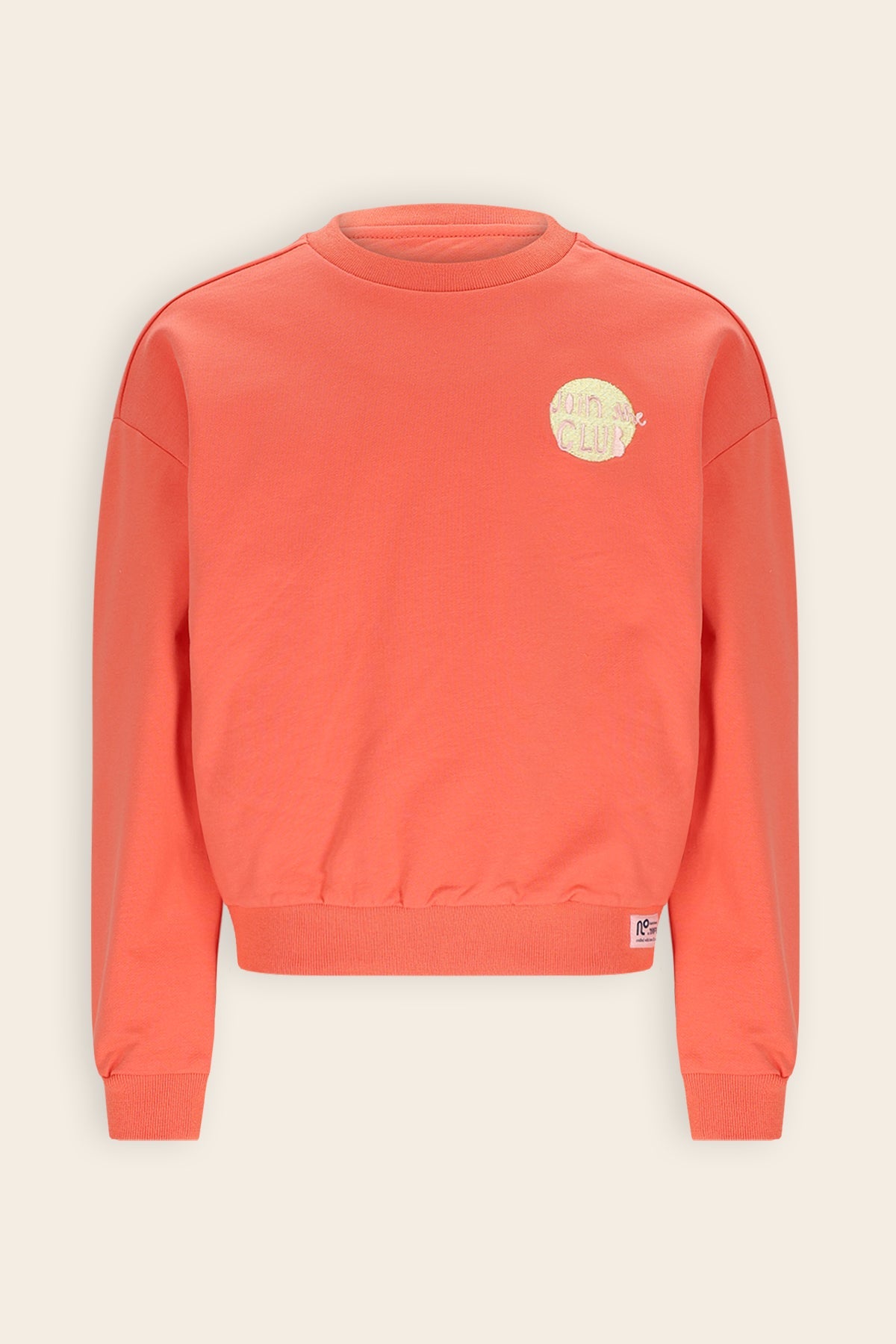 NoNo Konono Sweater 'Join the Club' rugprint Koraal Oranje