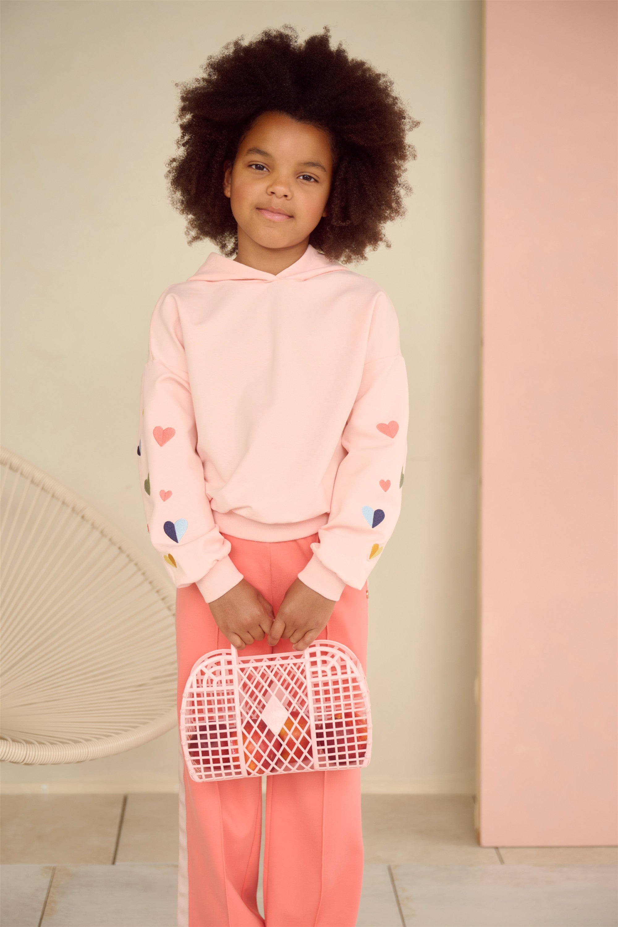 NoNo Kumy Sweater met Capuchon en hart borduursel Zacht Roze