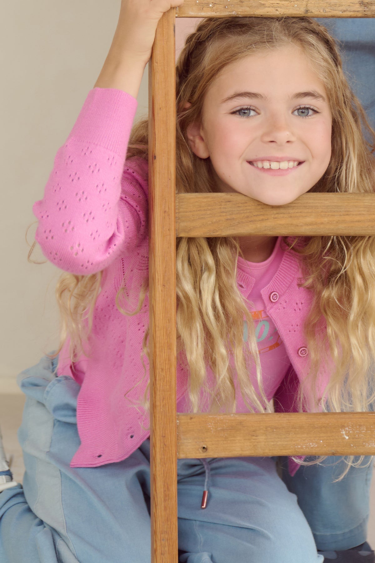 NoNo Alia Ajour Gebreid Vest Roze