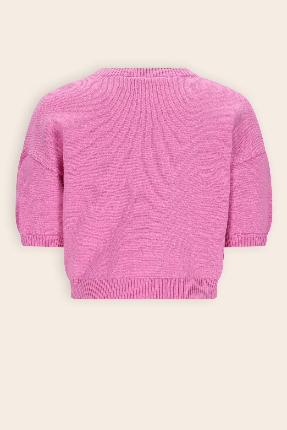 NoNo Keya Gebreide Top met Intarsia Hartjes Roze