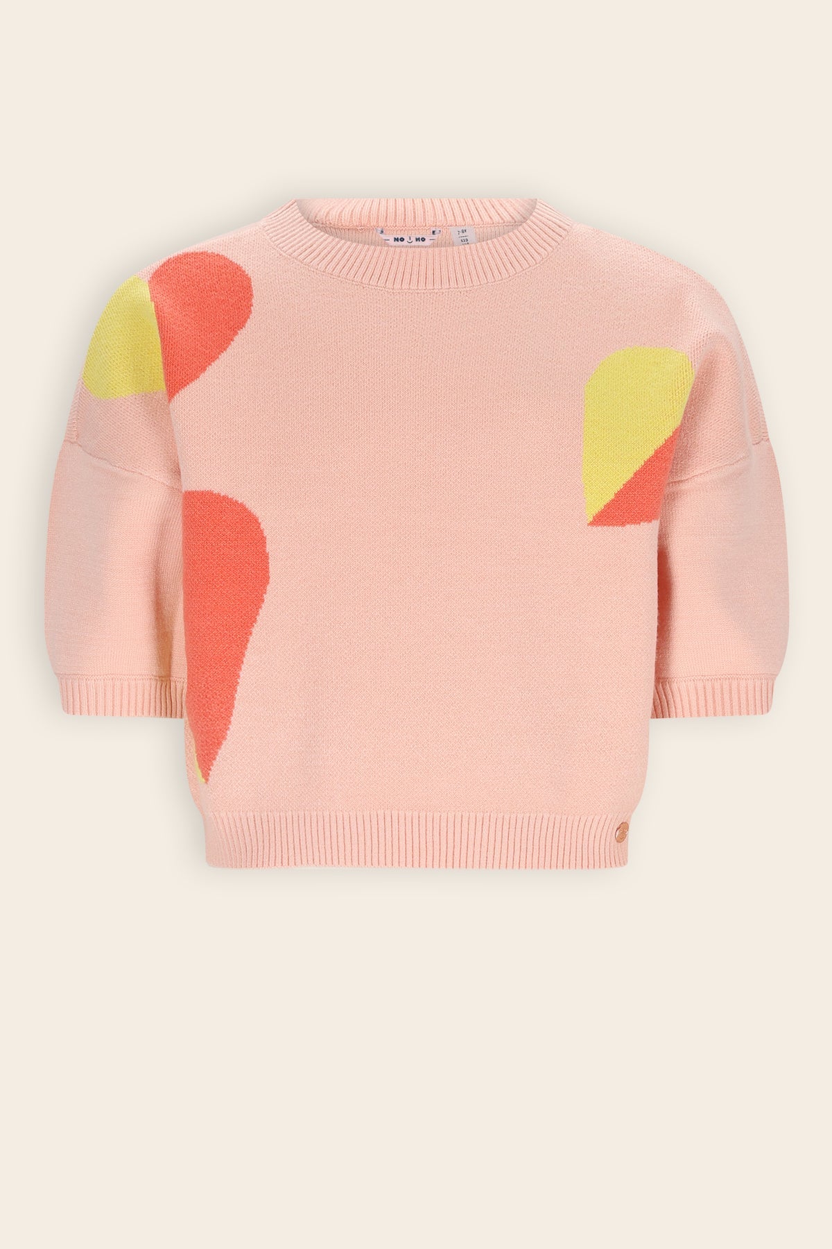 NoNo Keya Gebreide Top met Intarsia Hartjes Zacht Roze