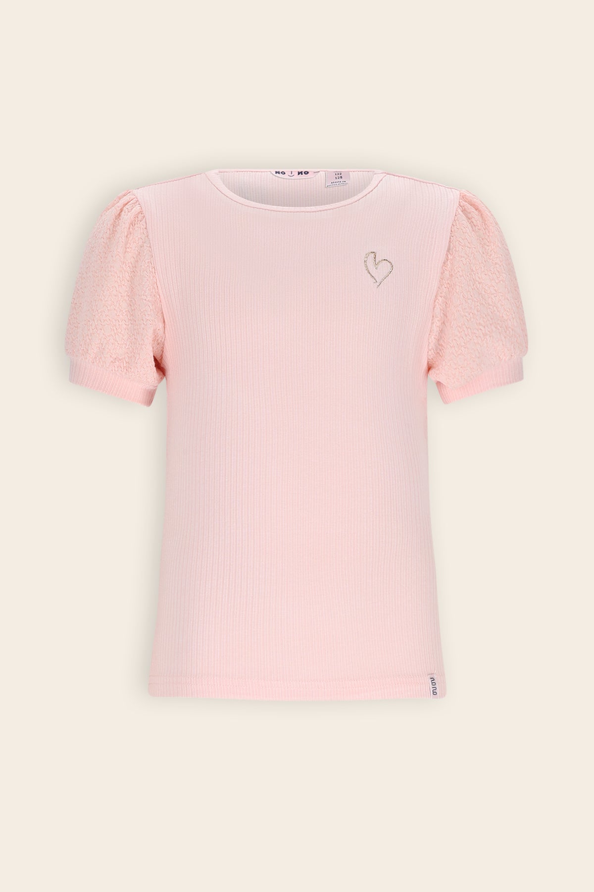 NoNo Kyoto Ribjersey Top Zacht Roze