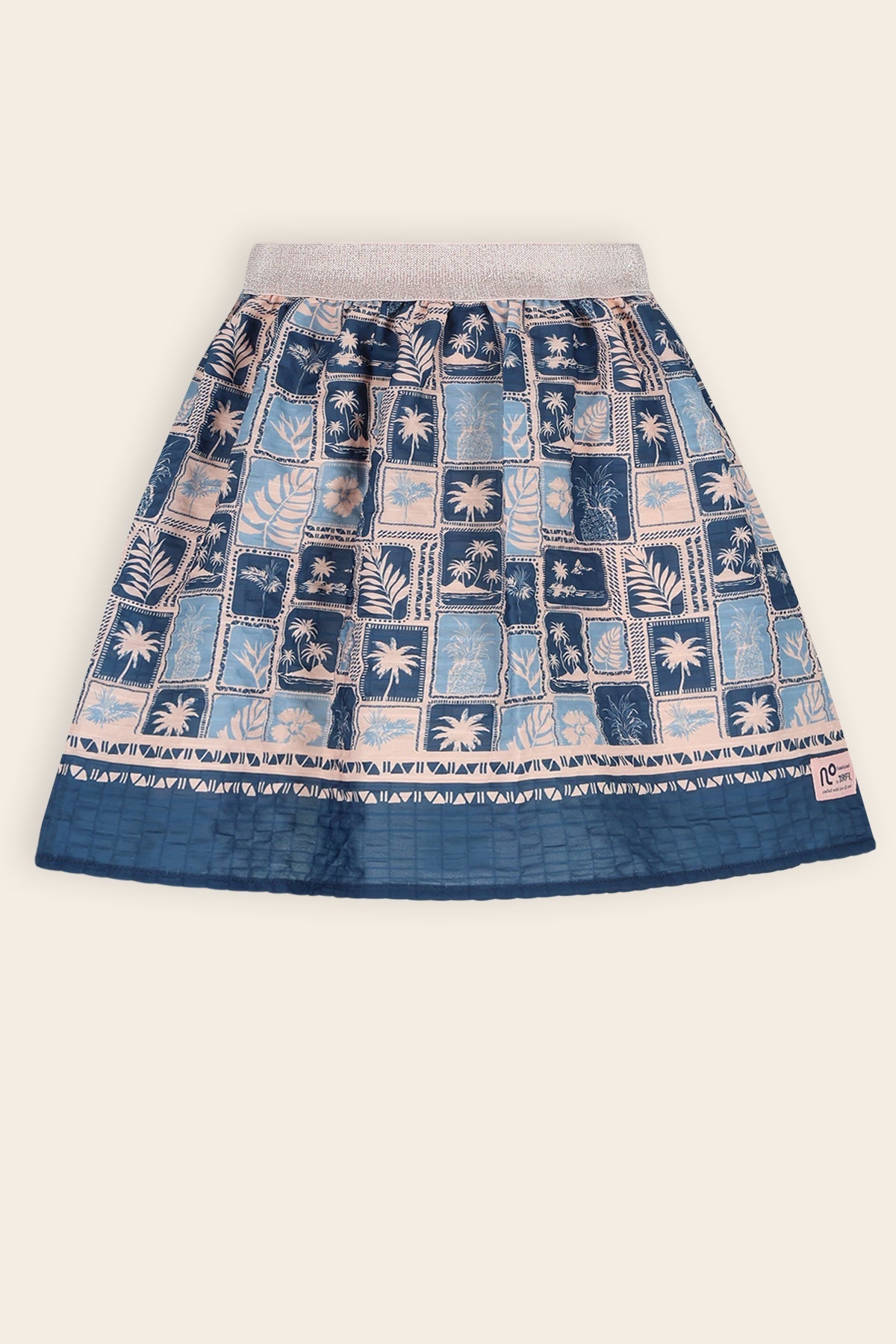 NoNo Ninu Geprinte Seersucker Rok Blauw