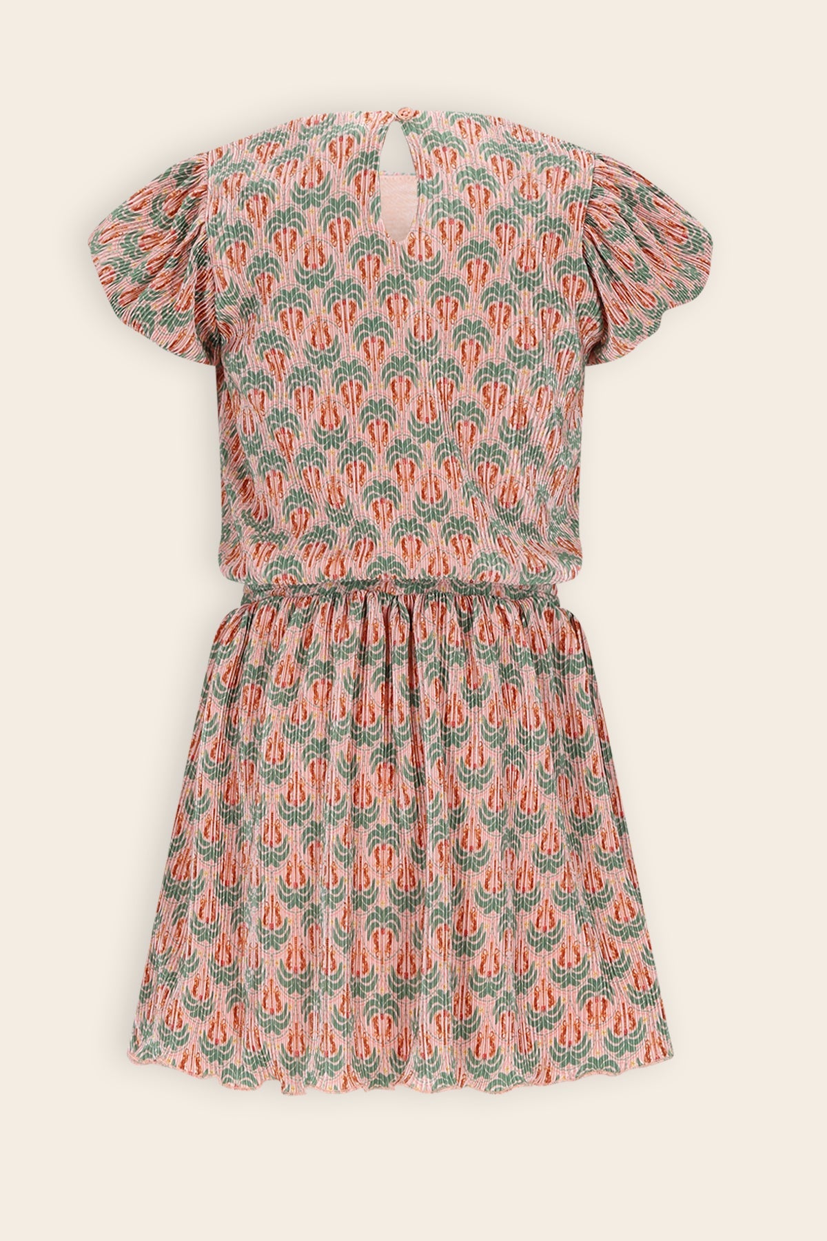 NoNo Miron Geprinte Plissee Jurk Groen