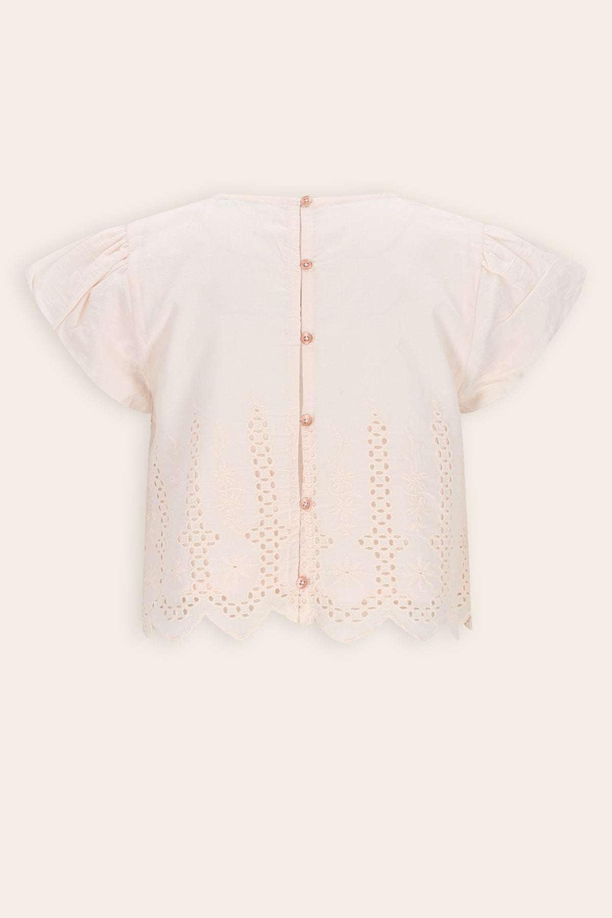 NoNo Tika Bluse mit besticktem Rand Hellrosa