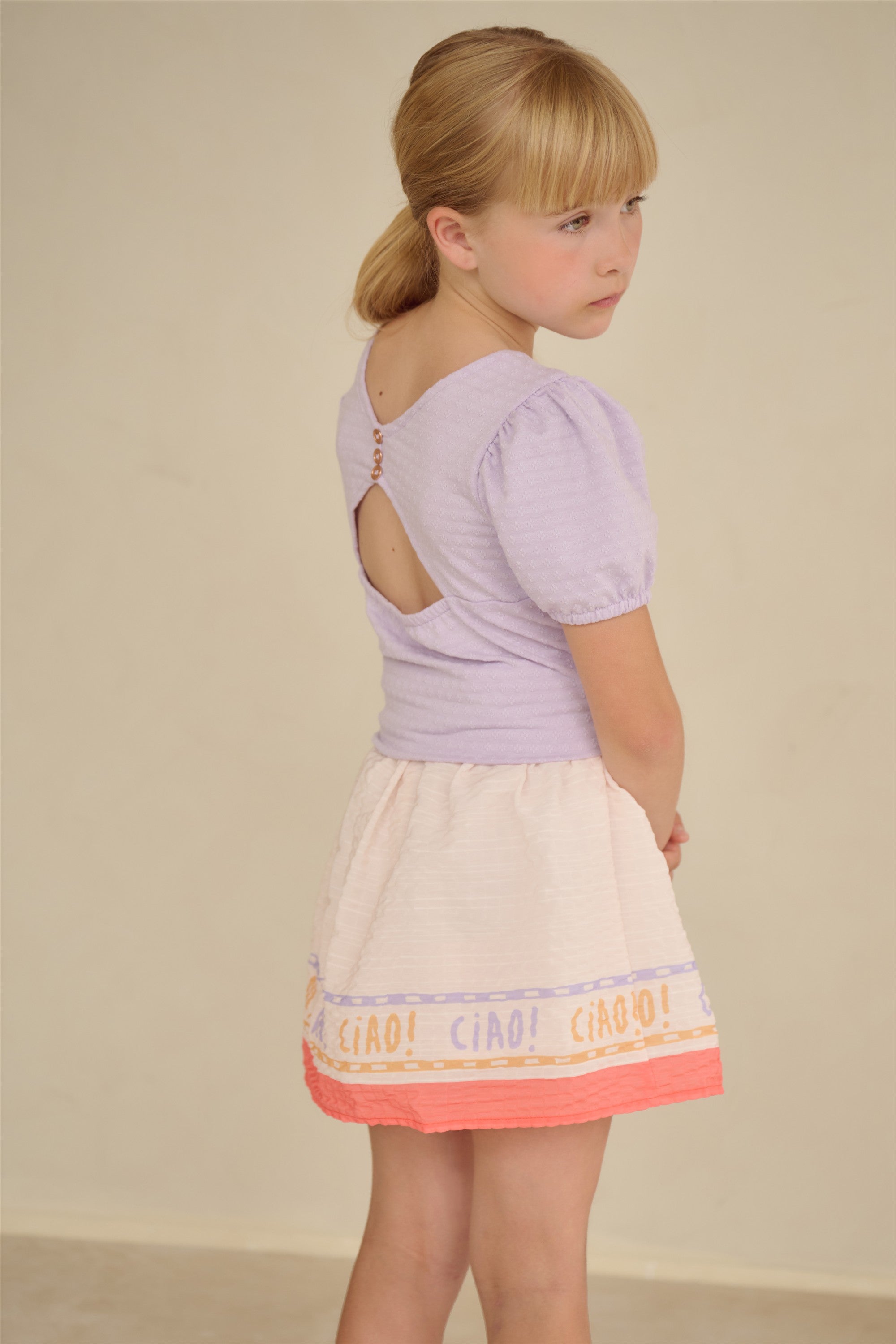 NoNo Kiamo Jersey Top with open Back Purple