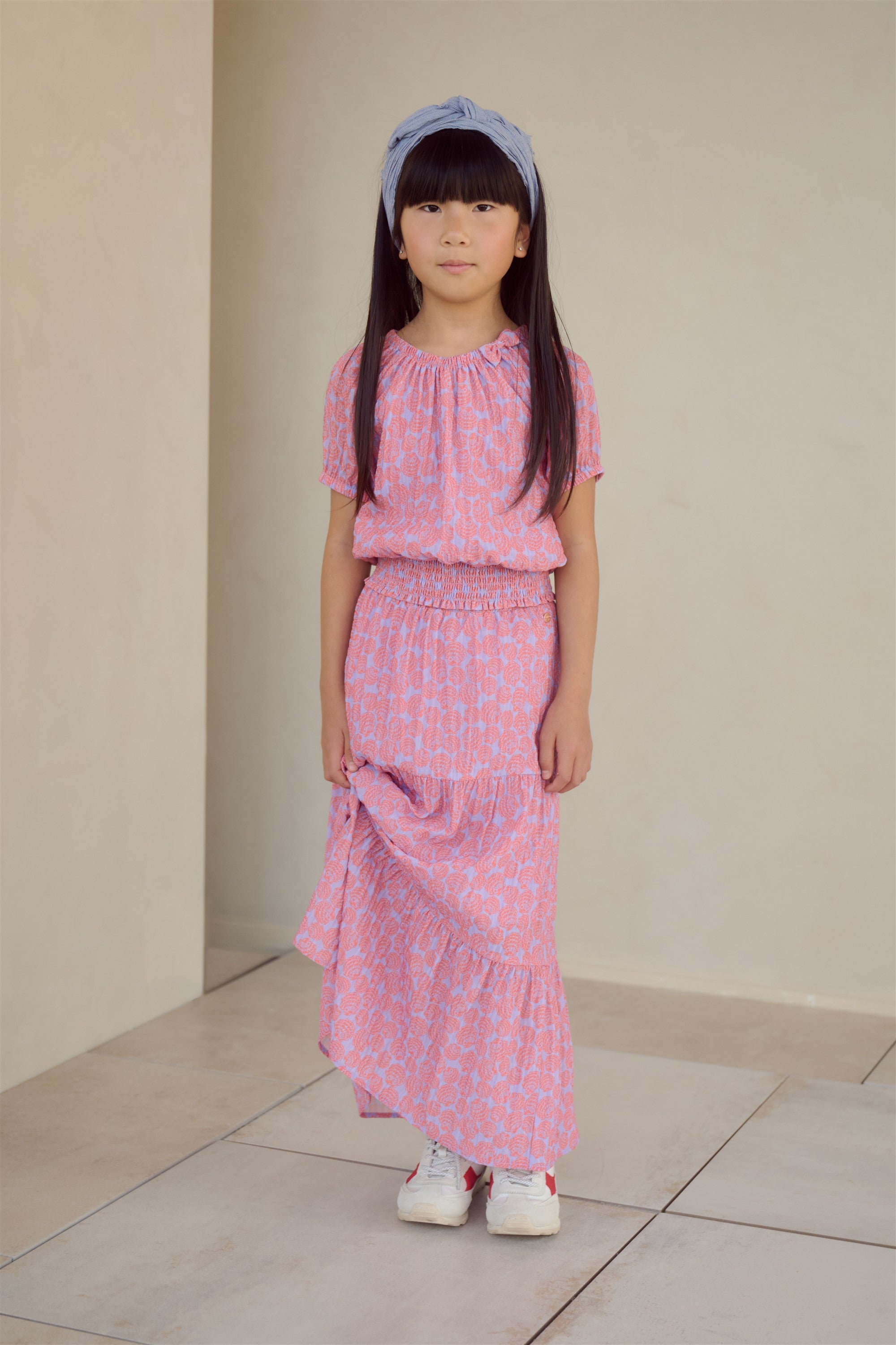 NoNo Nael Geprinte Maxi Rok Paars