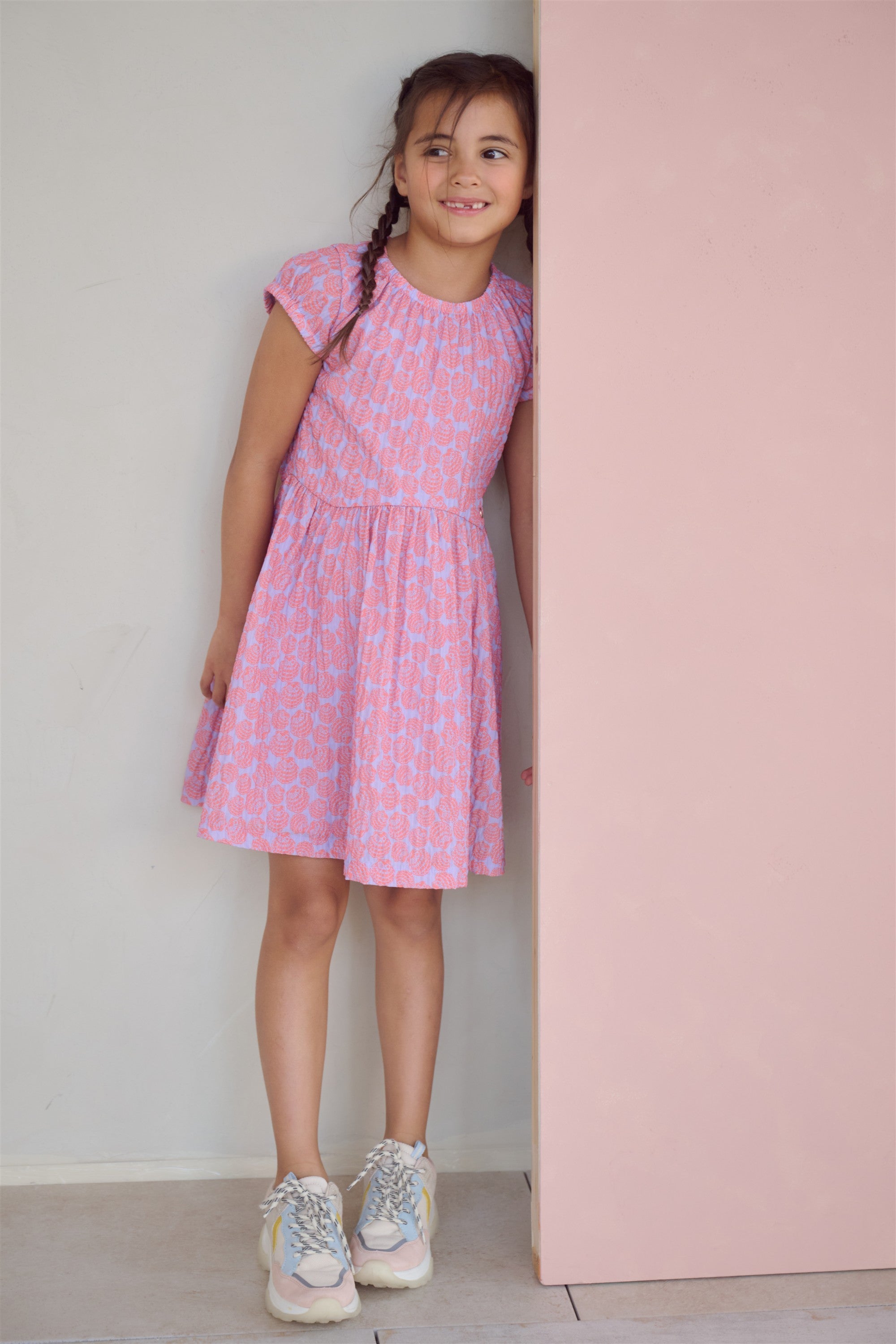 NoNo Mills Geprinte Jurk met open rug Paars