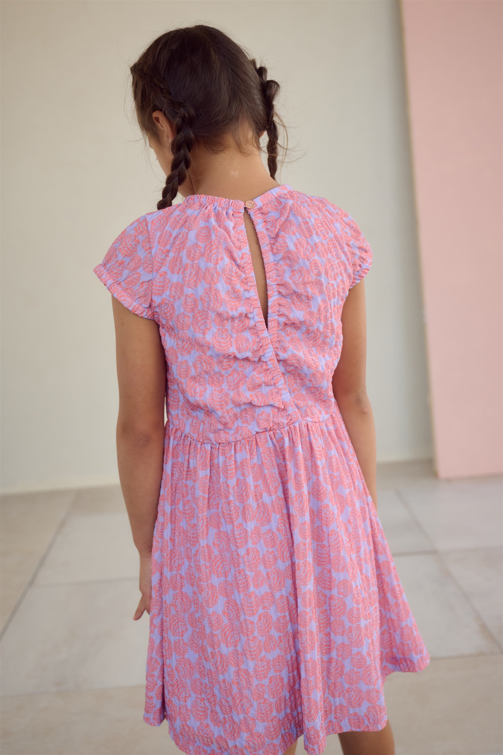 NoNo Mills Geprinte Jurk met open rug Paars