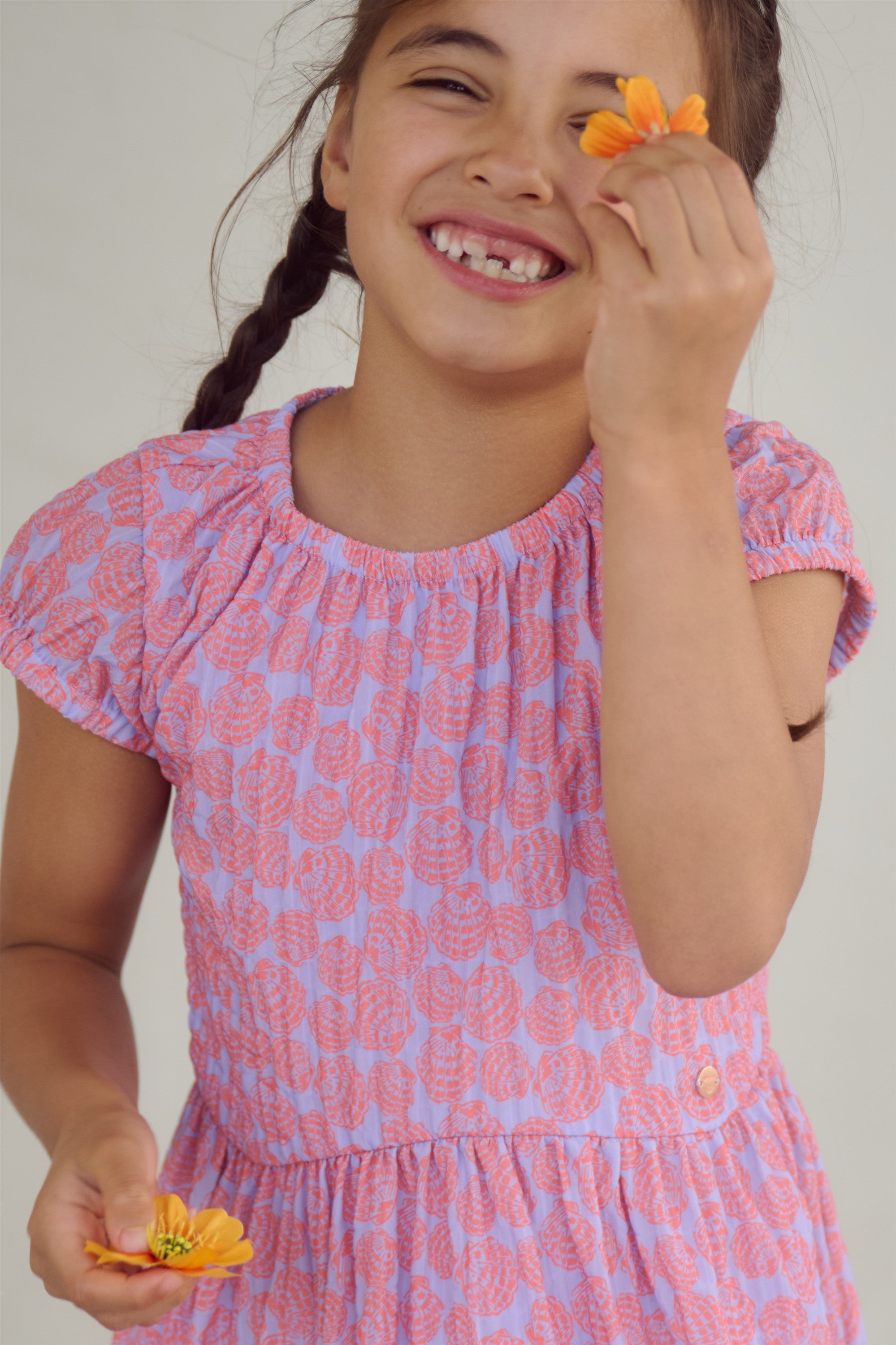 NoNo Mills Geprinte Jurk met open rug Paars