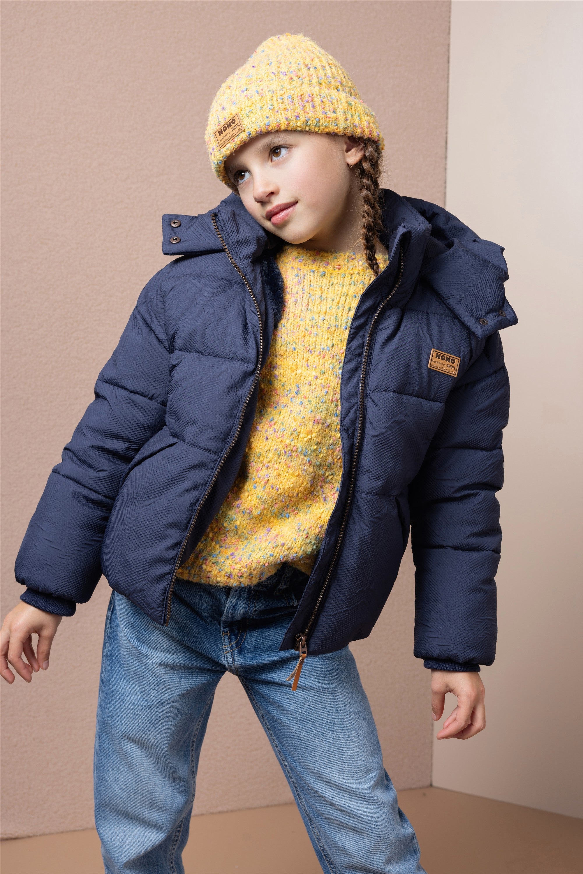 NoNo Beau Winterjas Wijde Fit Donkerblauw