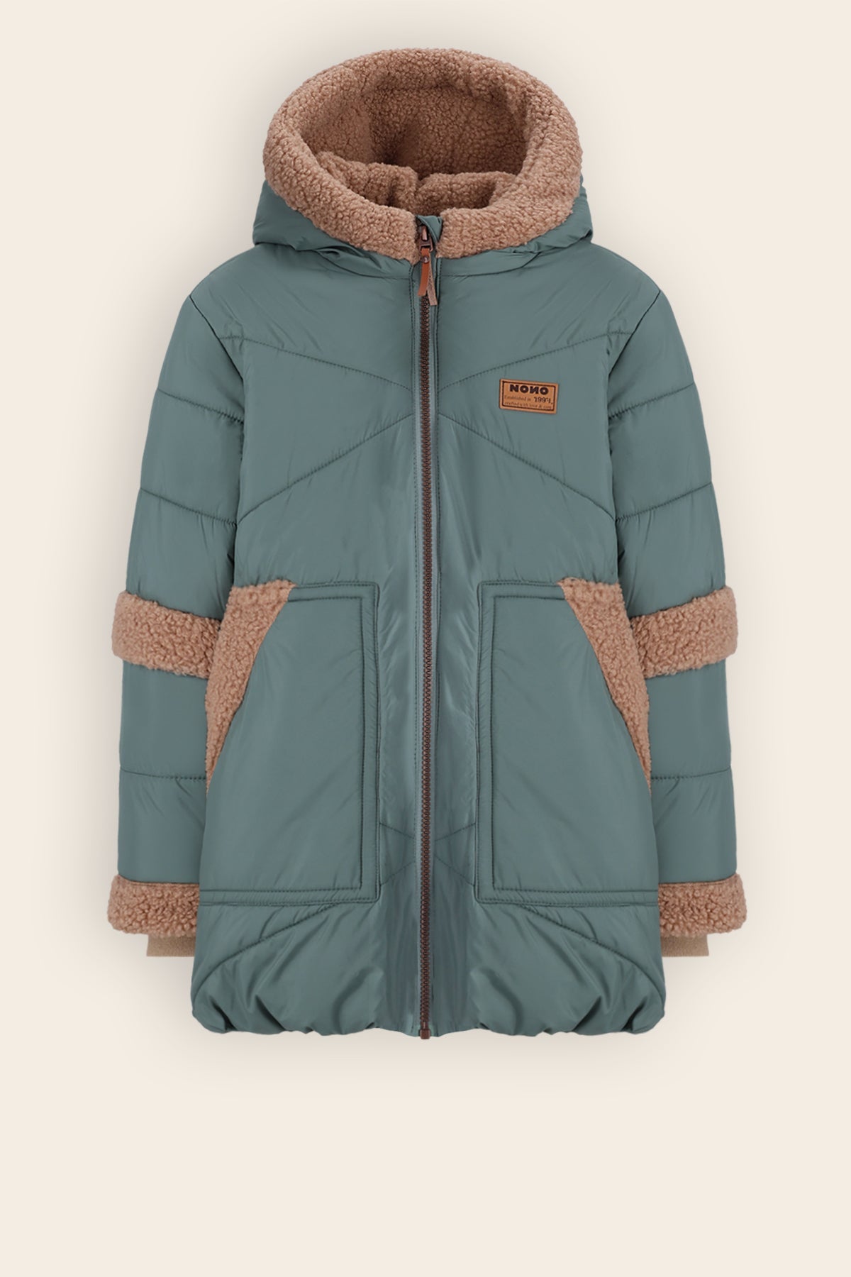 NoNo Betty Halflange Winterjas Donkergroen