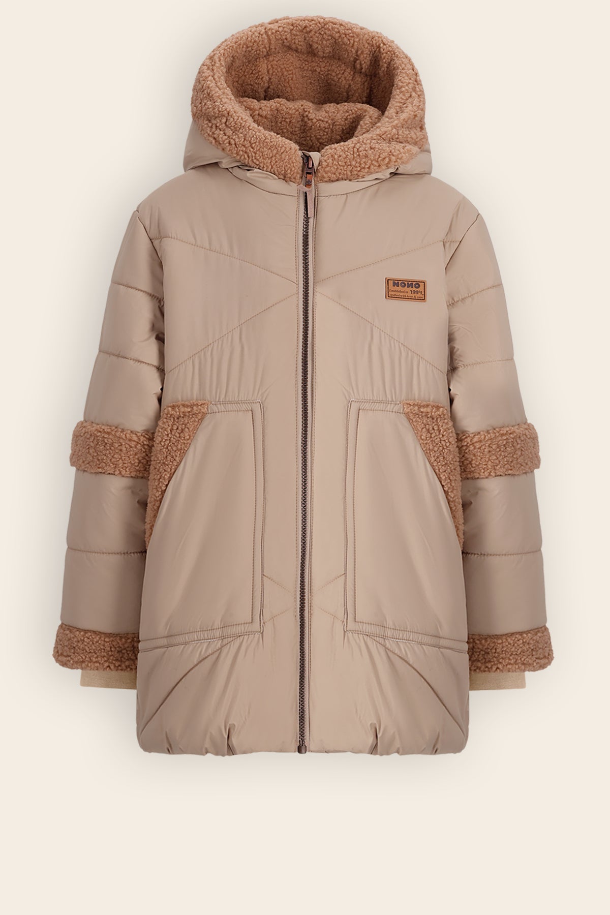 NoNo Betty Halflange Winterjas Lichtbruin