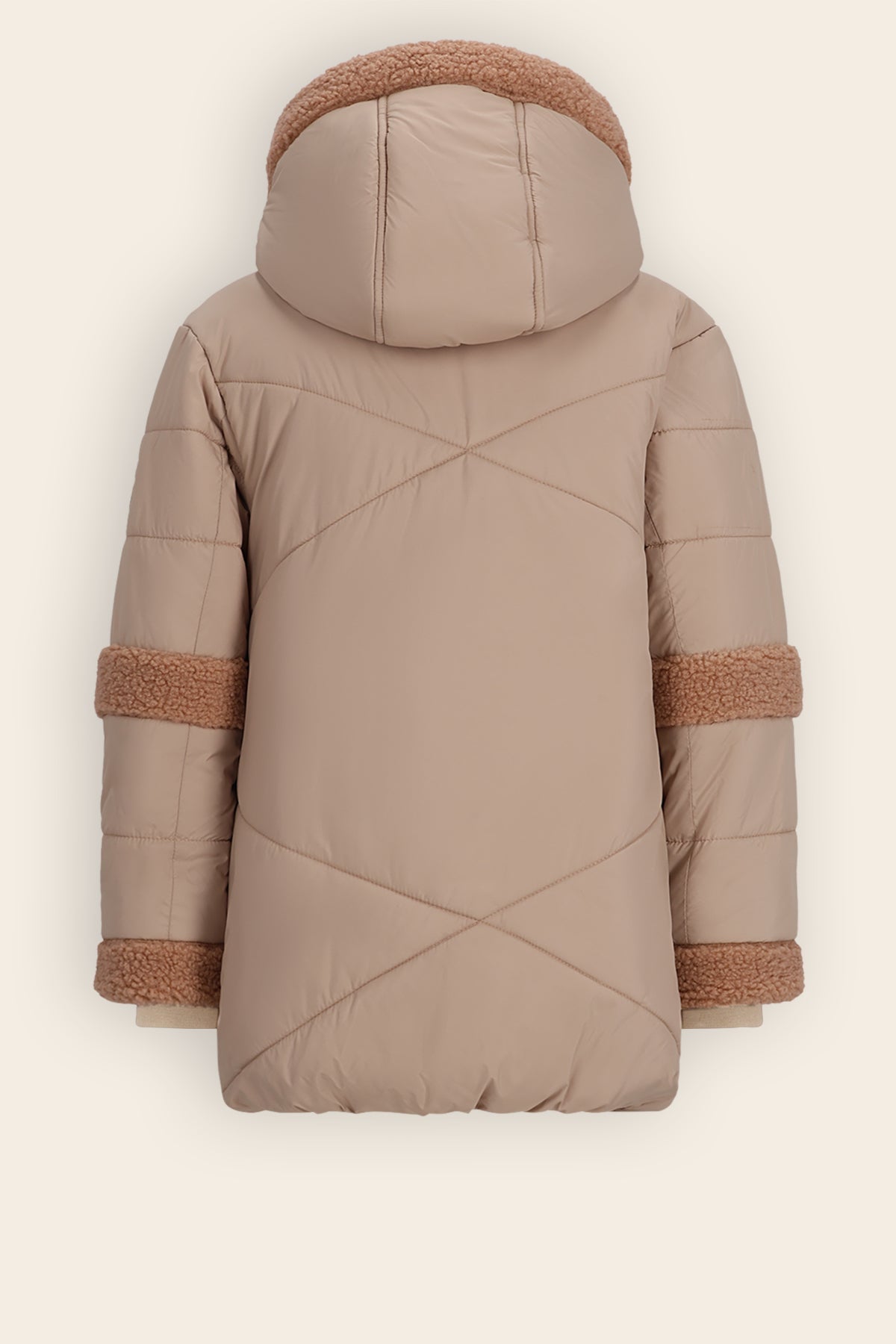 NoNo Betty Halflange Winterjas Lichtbruin