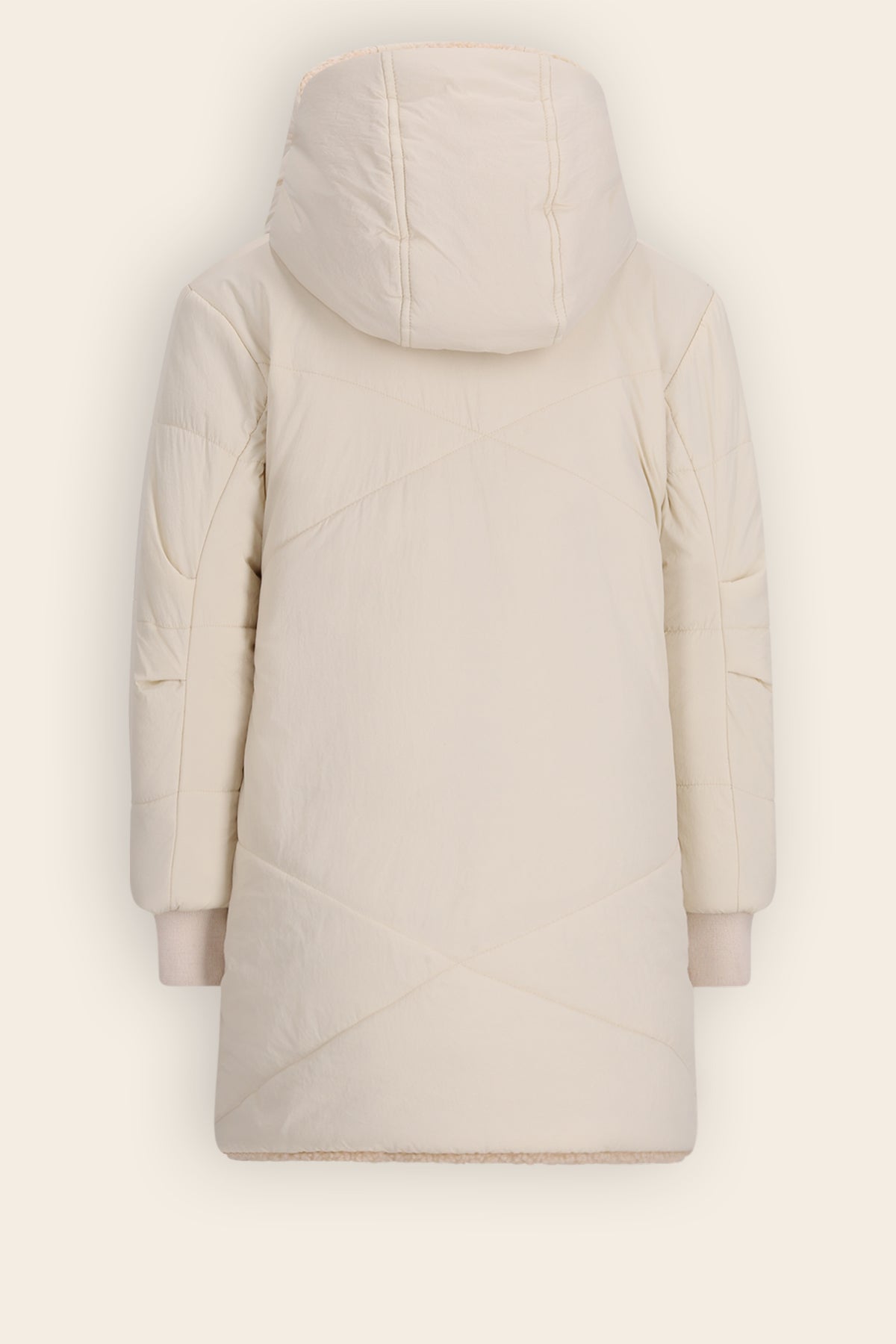 NoNo Betty Halflange Reversible Winterjas Ivoor Wit