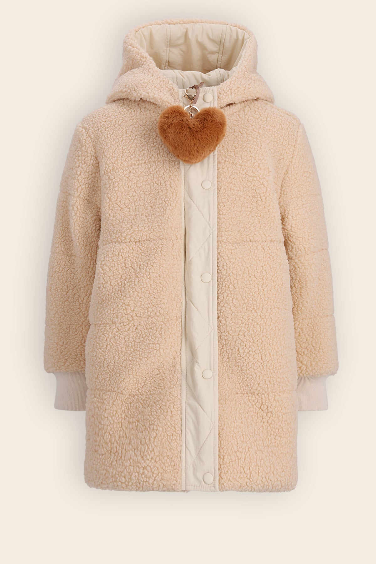 NoNo Betty Halflange Reversible Winterjas Ivoor Wit