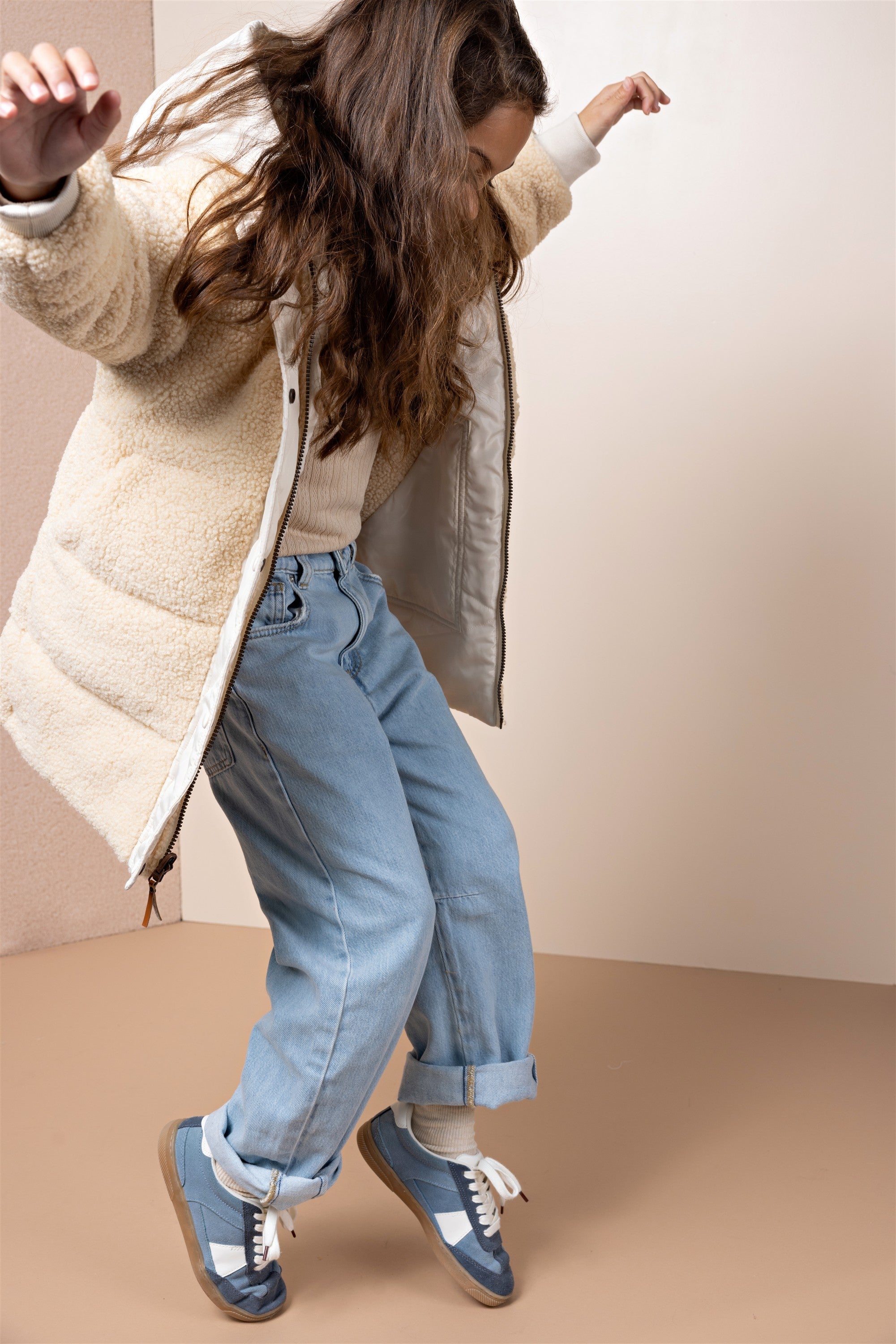 NoNo Betty Halflange Reversible Winterjas Ivoor Wit