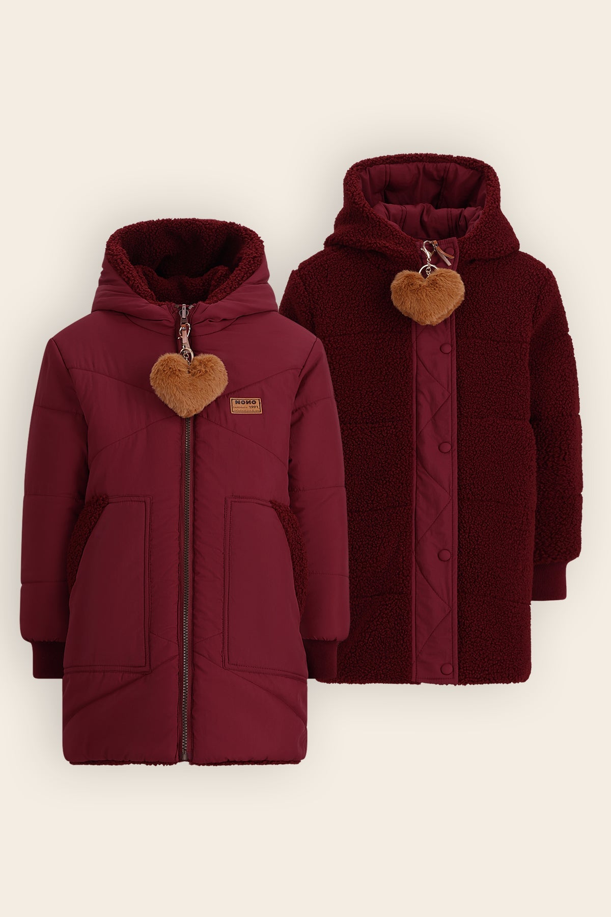 Betty Halflange Reversible Winterjas Bordeaux
